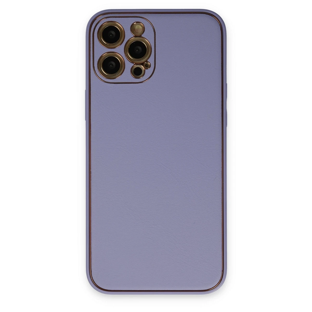 Newface Apple iPhone 12 Pro Max Kılıf Coco Deri Silikon Kapak - Açık Lila