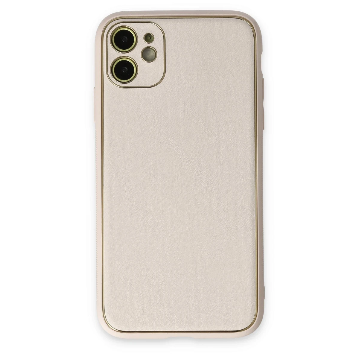 Newface Apple iPhone 12 Kılıf Coco Deri Silikon Kapak - Beyaz