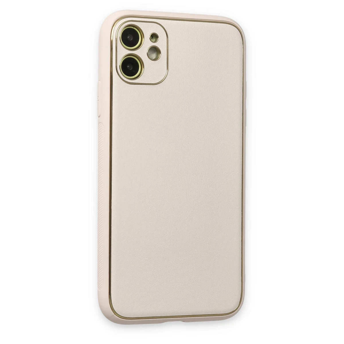 Newface Apple iPhone 12 Kılıf Coco Deri Silikon Kapak - Beyaz