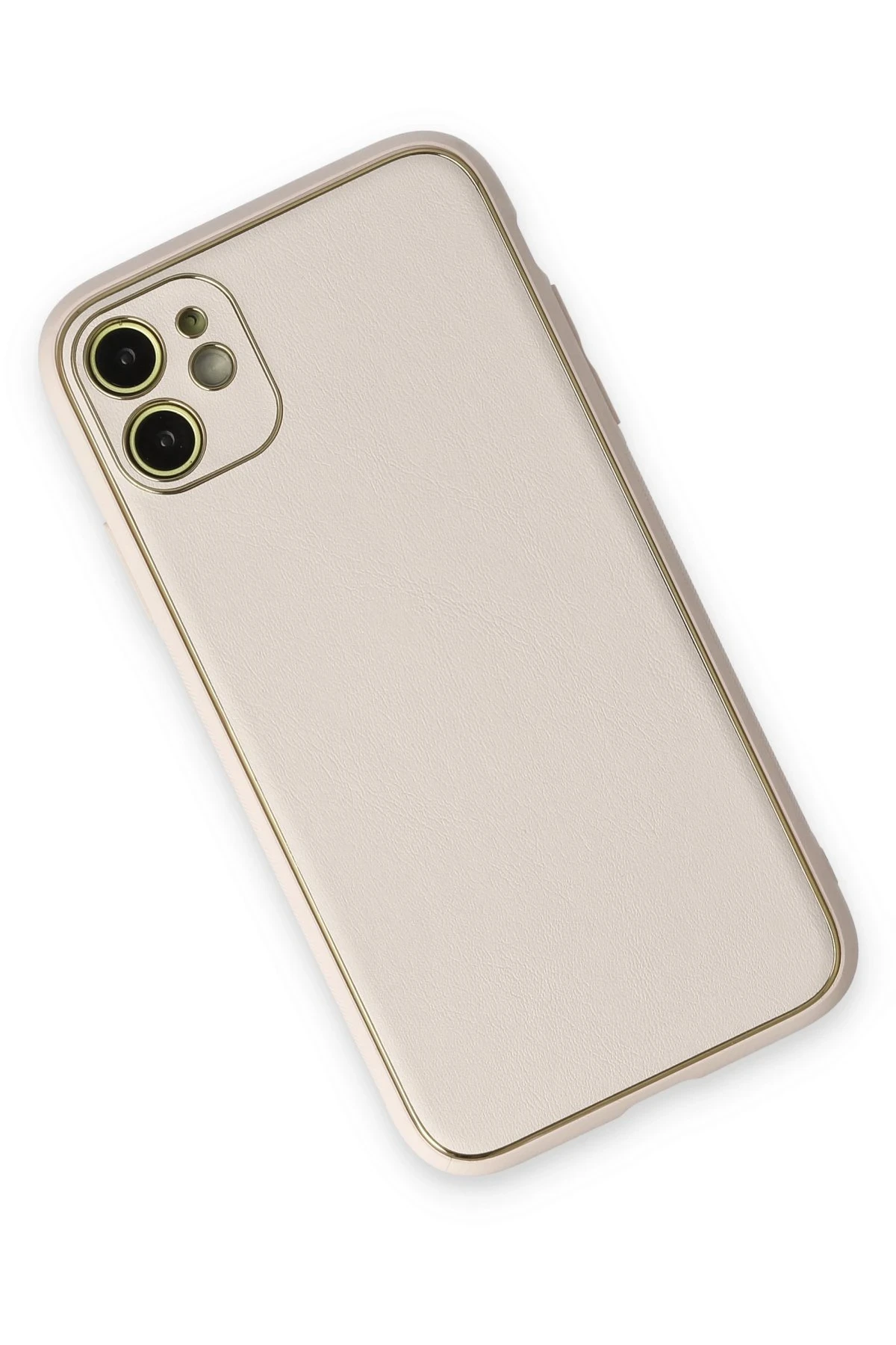 Newface iPhone 12 Kılıf Coco Deri Silikon Kapak - Beyaz