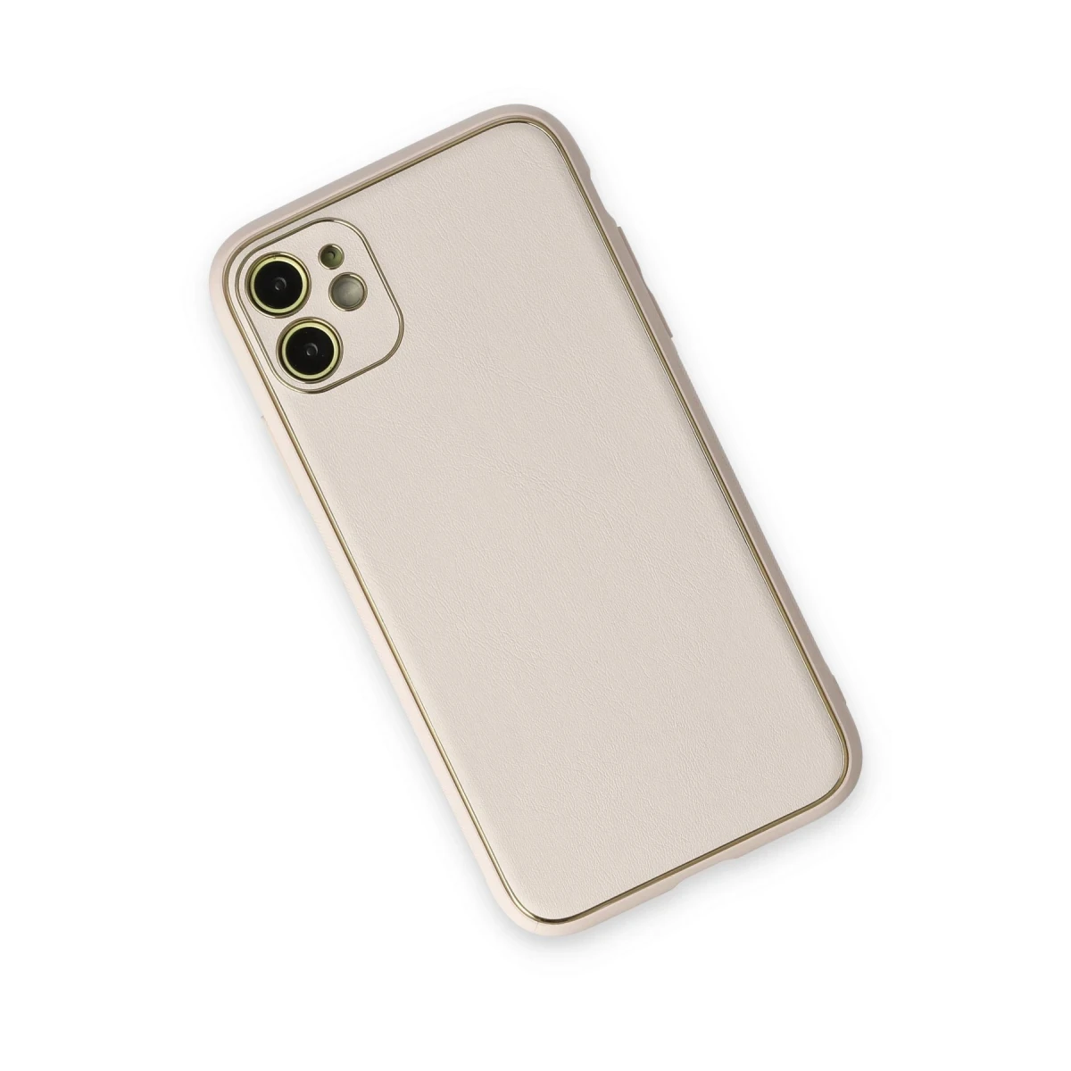Newface Apple iPhone 12 Kılıf Coco Deri Silikon Kapak - Beyaz