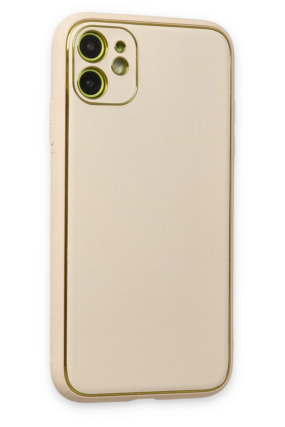 Newface iPhone 12 Kılıf Coco Deri Silikon Kapak - Gold