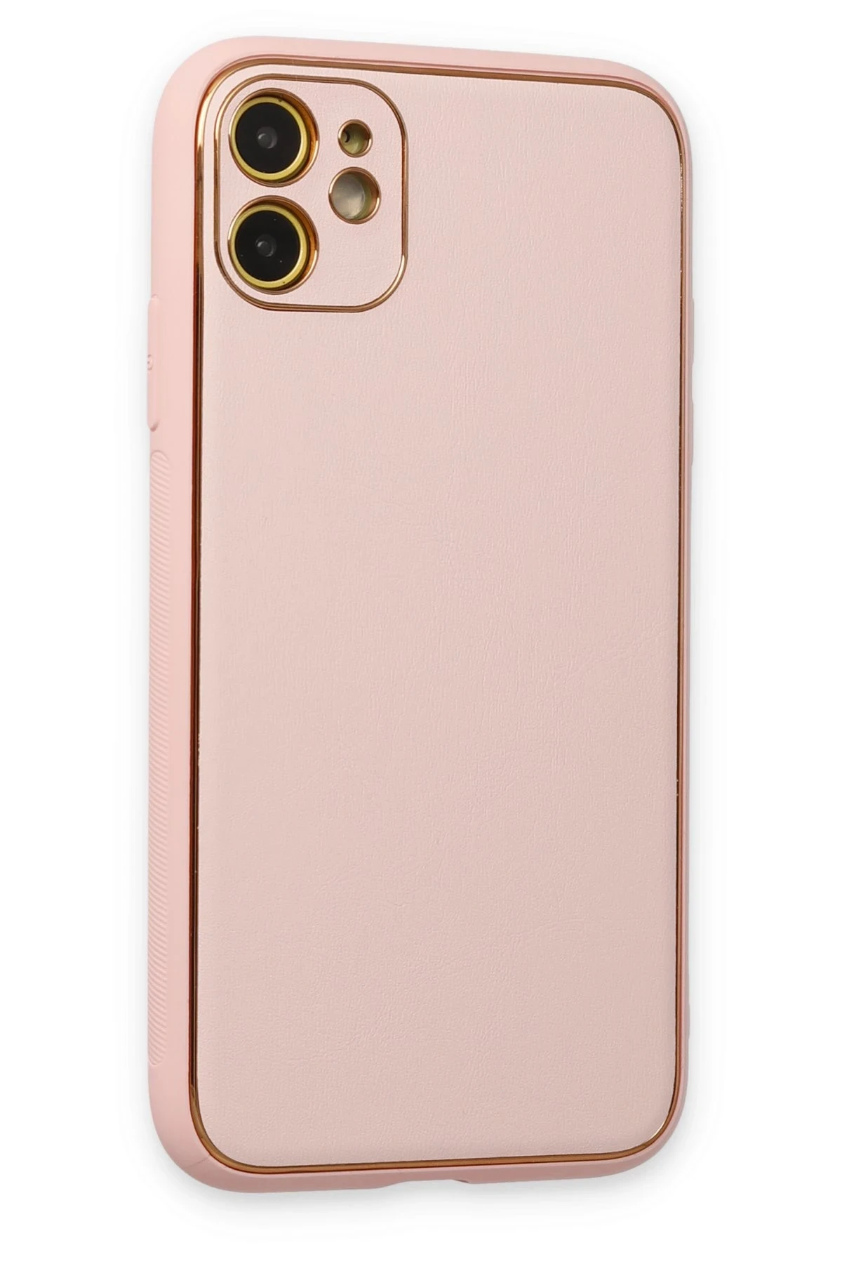 Newface iPhone 12 Kılıf Coco Deri Silikon Kapak - Pudra