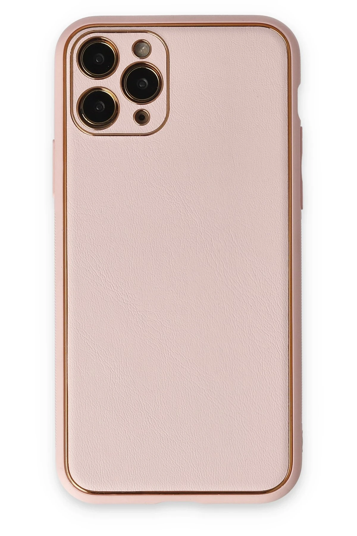 Newface iPhone 11 Pro Max Kılıf Coco Deri Silikon Kapak - Pudra