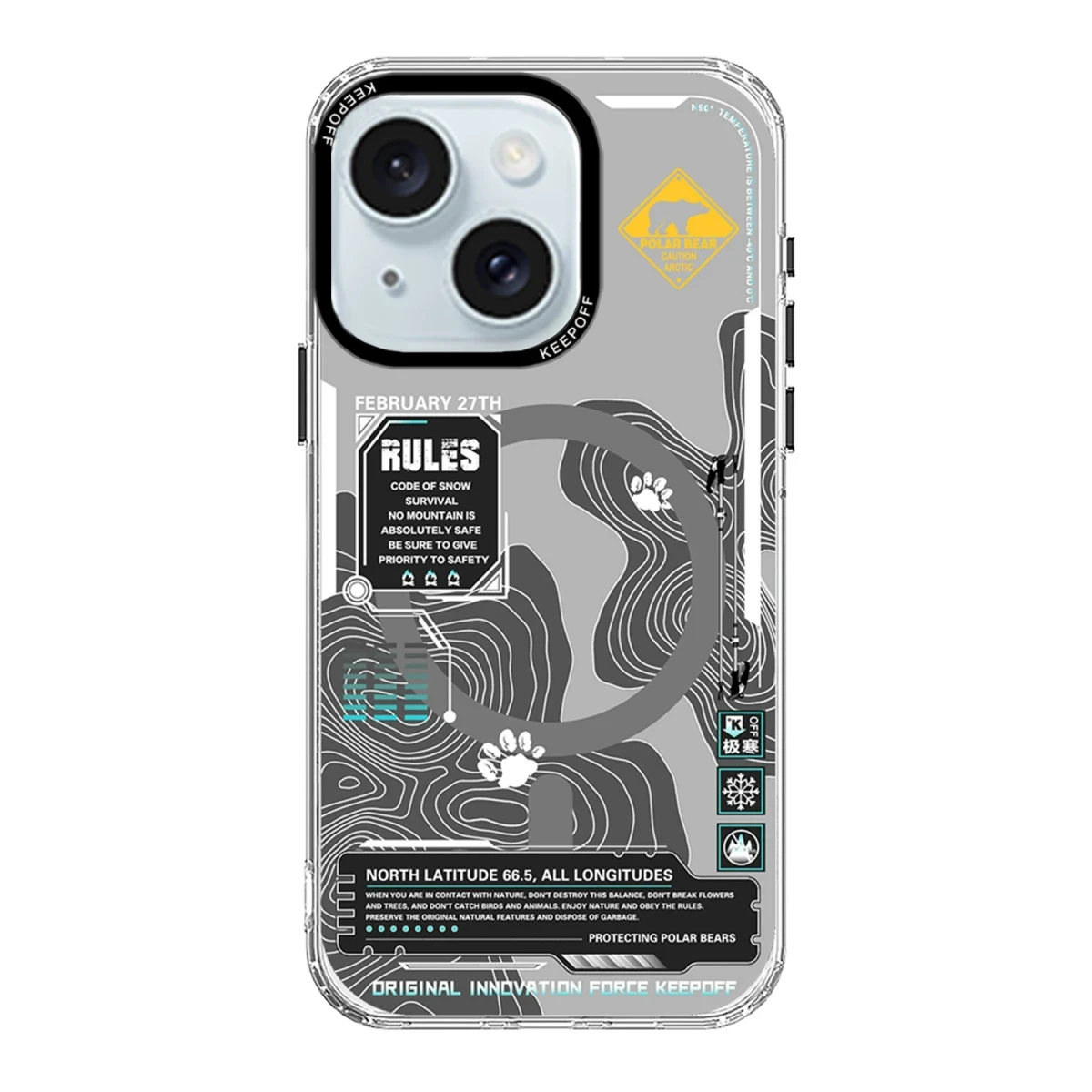 Keep Off Apple iPhone 15 Map Magsafe Kapak - Snowfield — görsel 4