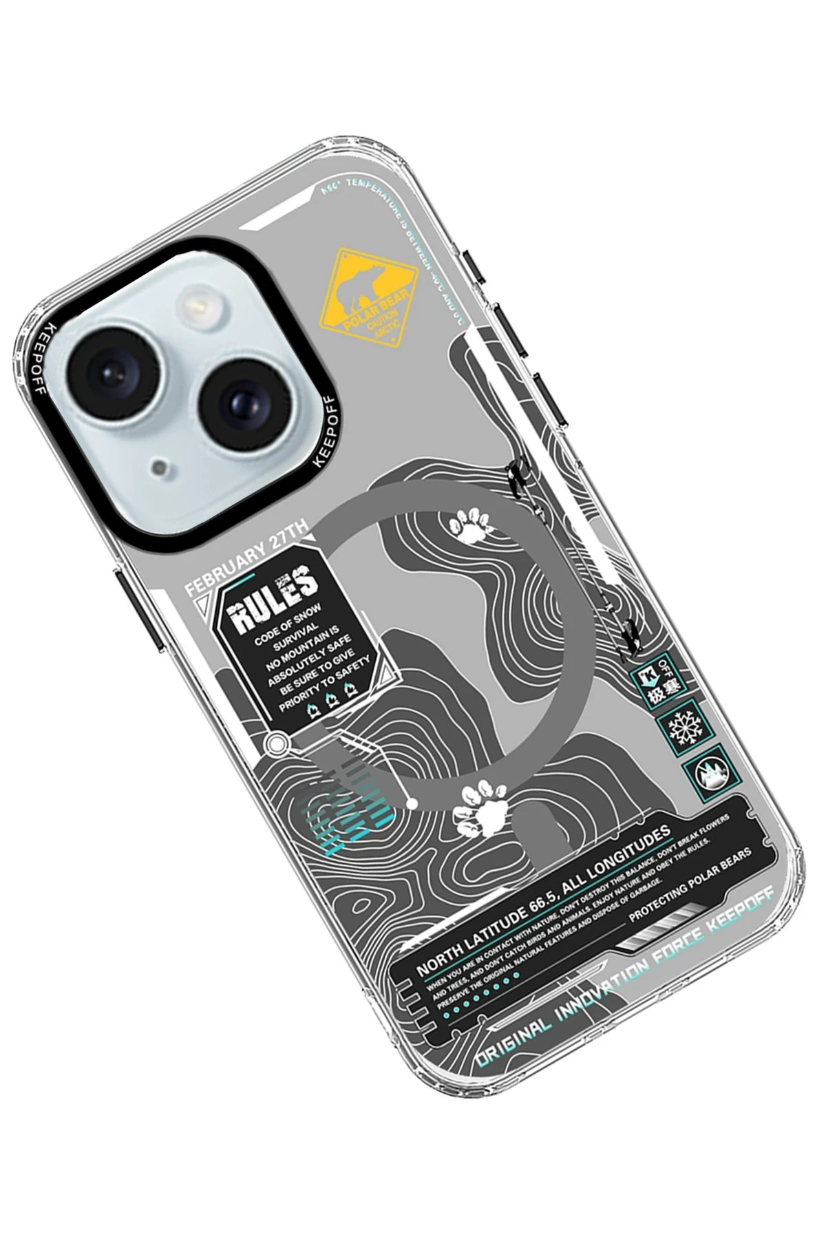Keep Off Apple iPhone 15 Map Magsafe Kapak - Snowfield — görsel 2