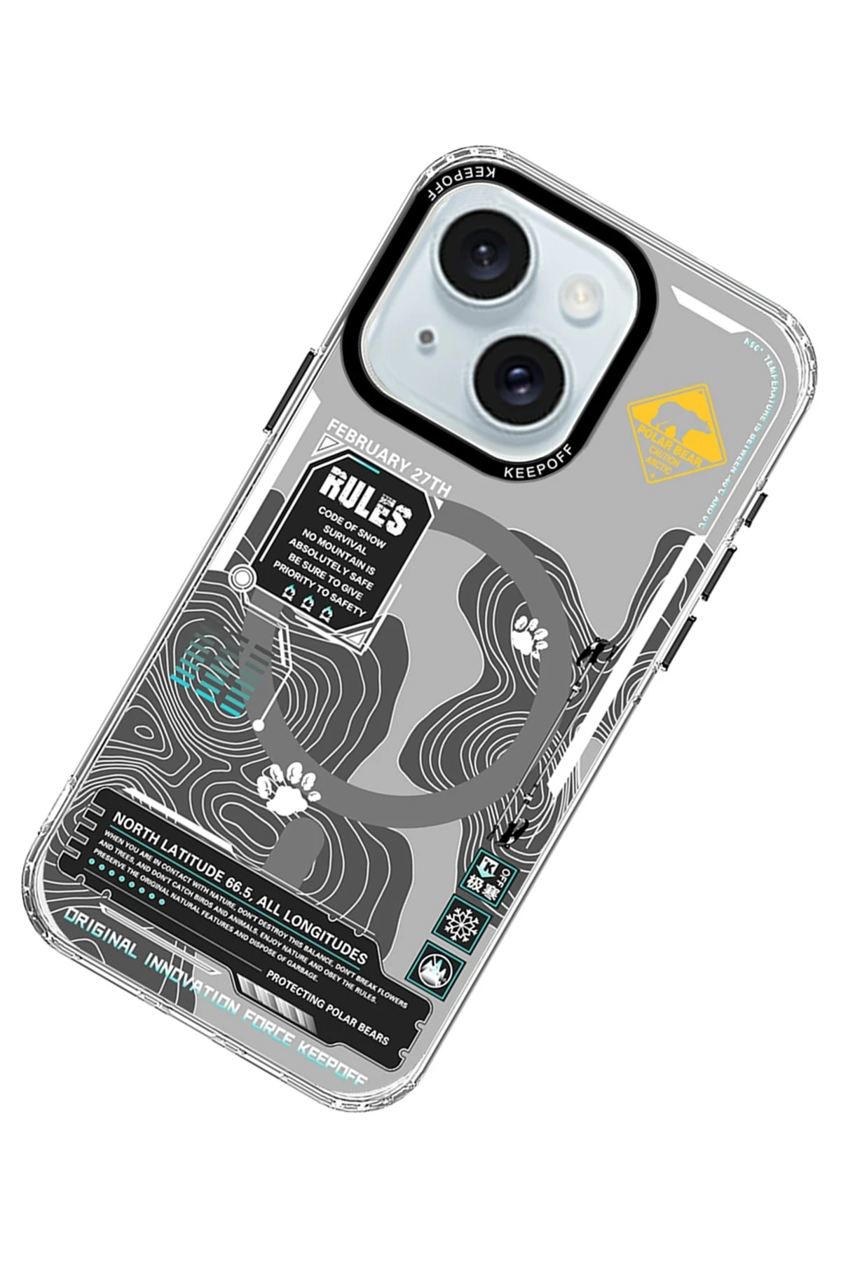 Keep Off Apple iPhone 15 Map Magsafe Kapak - Snowfield — görsel 3