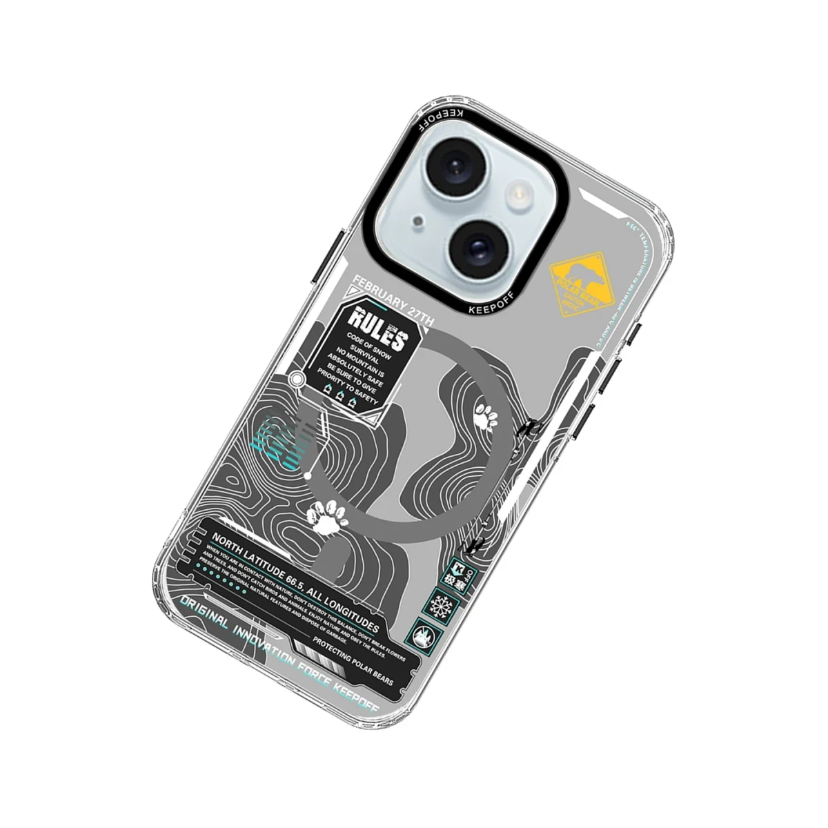 Keep Off Apple iPhone 15 Map Magsafe Kapak - Snowfield — görsel 6
