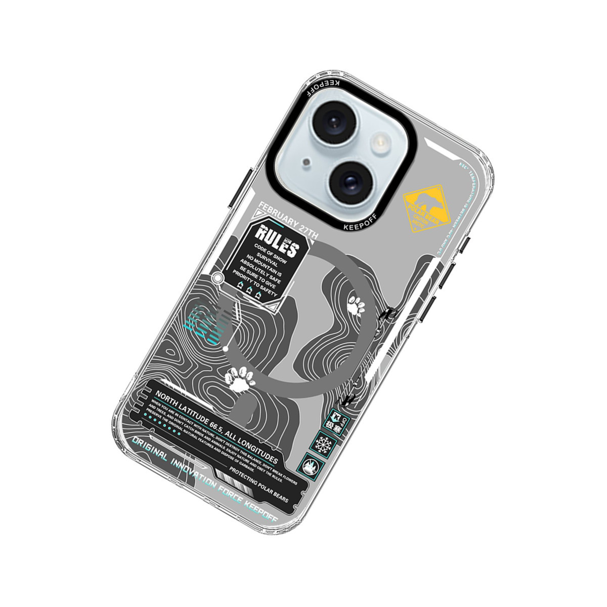 Keep Off Apple iPhone 15 Map Magsafe Kapak - Snowfield — görsel 9