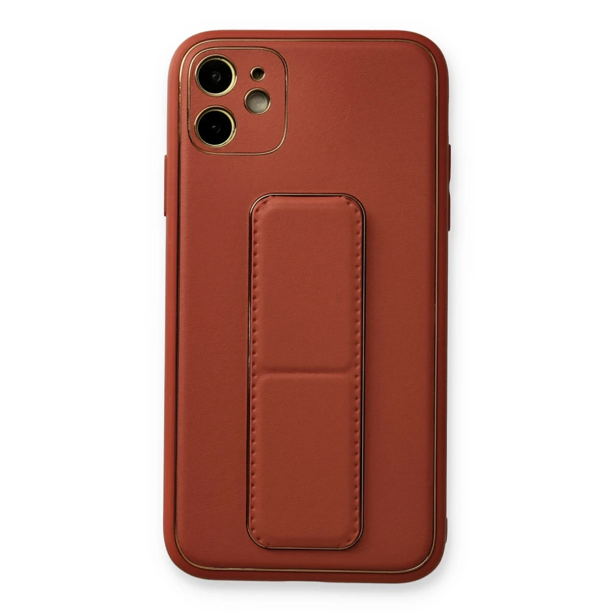 Newface Apple iPhone 12 Kılıf Coco Deri Standlı Kapak - Fuşya