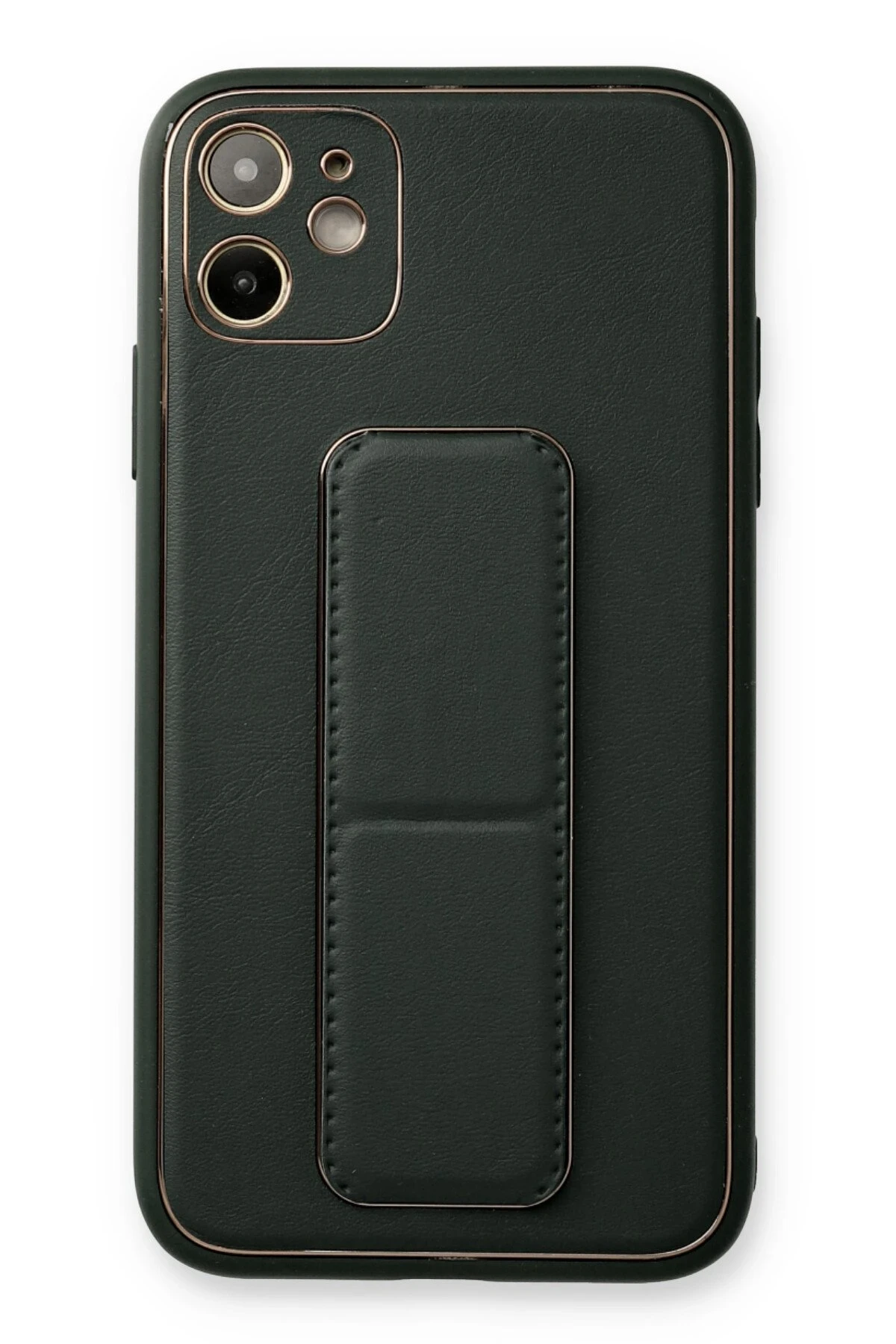 Newface iPhone 12 Kılıf Coco Deri Standlı Kapak - Füme