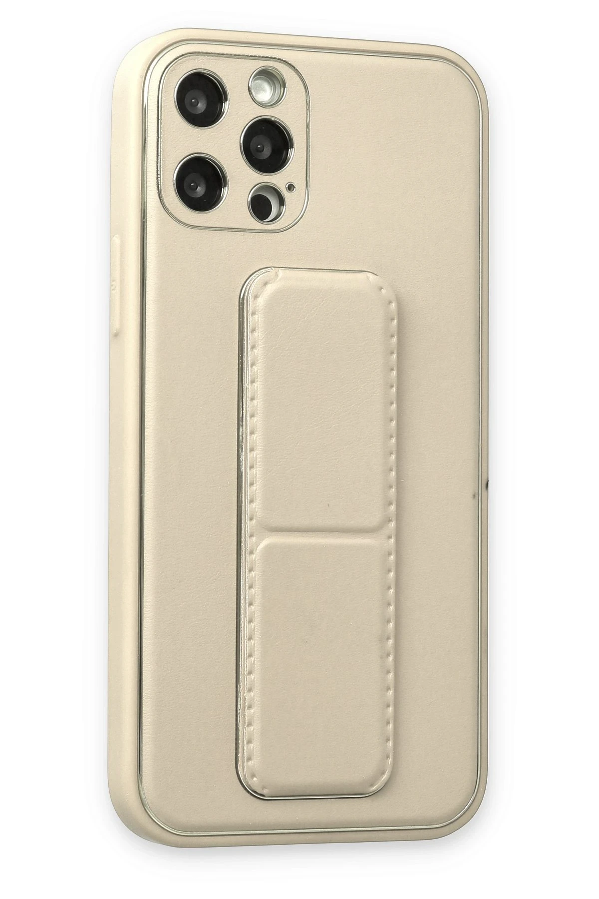 Newface iPhone 12 Pro Kılıf Coco Deri Standlı Kapak - Beyaz