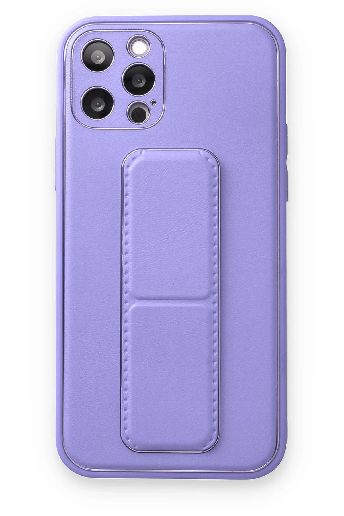 Newface iPhone 12 Pro Kılıf Coco Deri Standlı Kapak - Koyu Lila