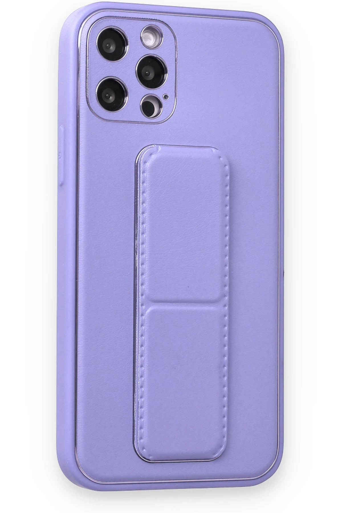 Newface iPhone 12 Pro Kılıf Coco Deri Standlı Kapak - Koyu Lila