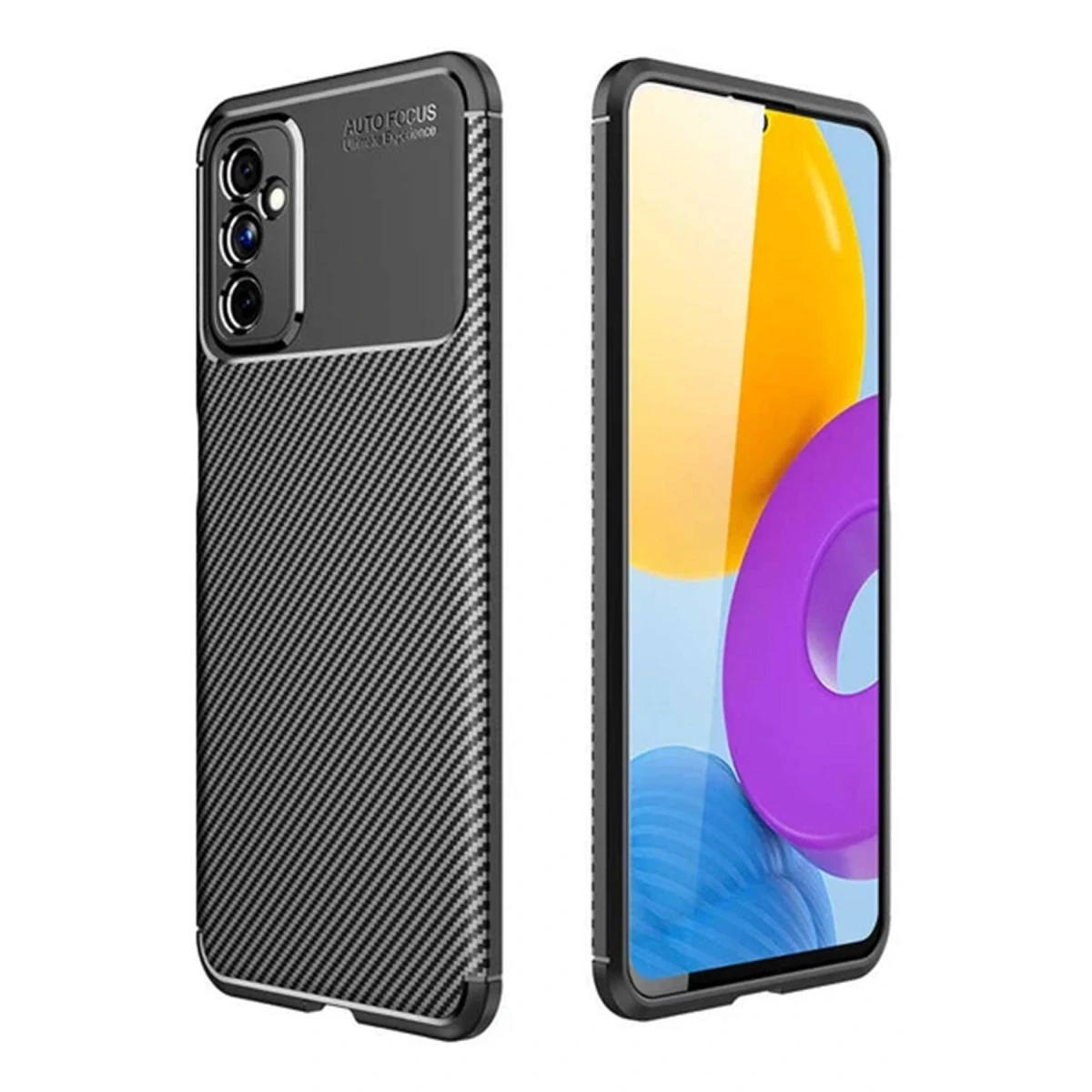 Newface Samsung Galaxy M52 5G Kılıf Auto Focus Karbon Kapak - Siyah