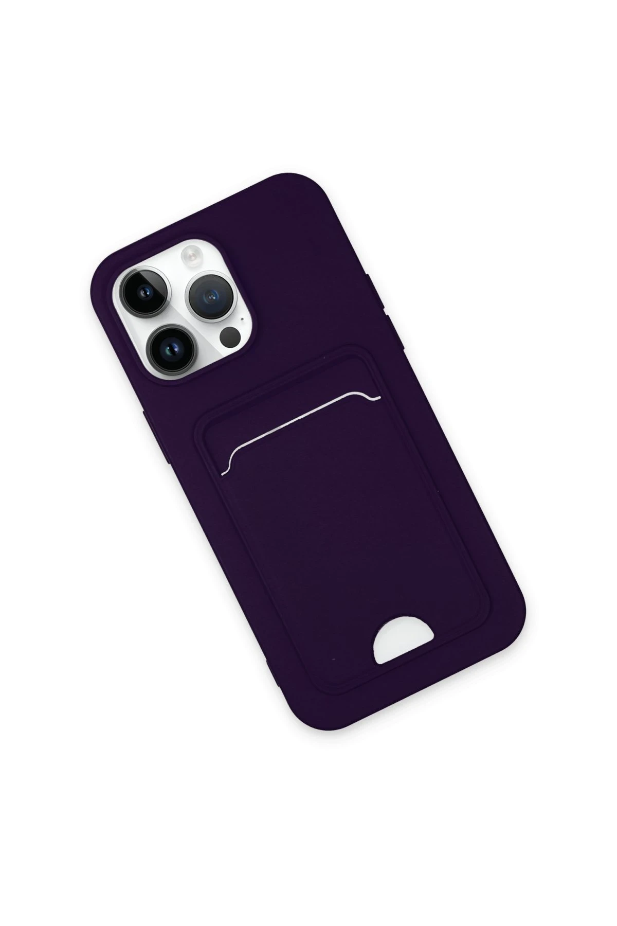 Newface iPhone 14 Pro Kılıf Kelvin Kartvizitli Silikon - Derin Mor