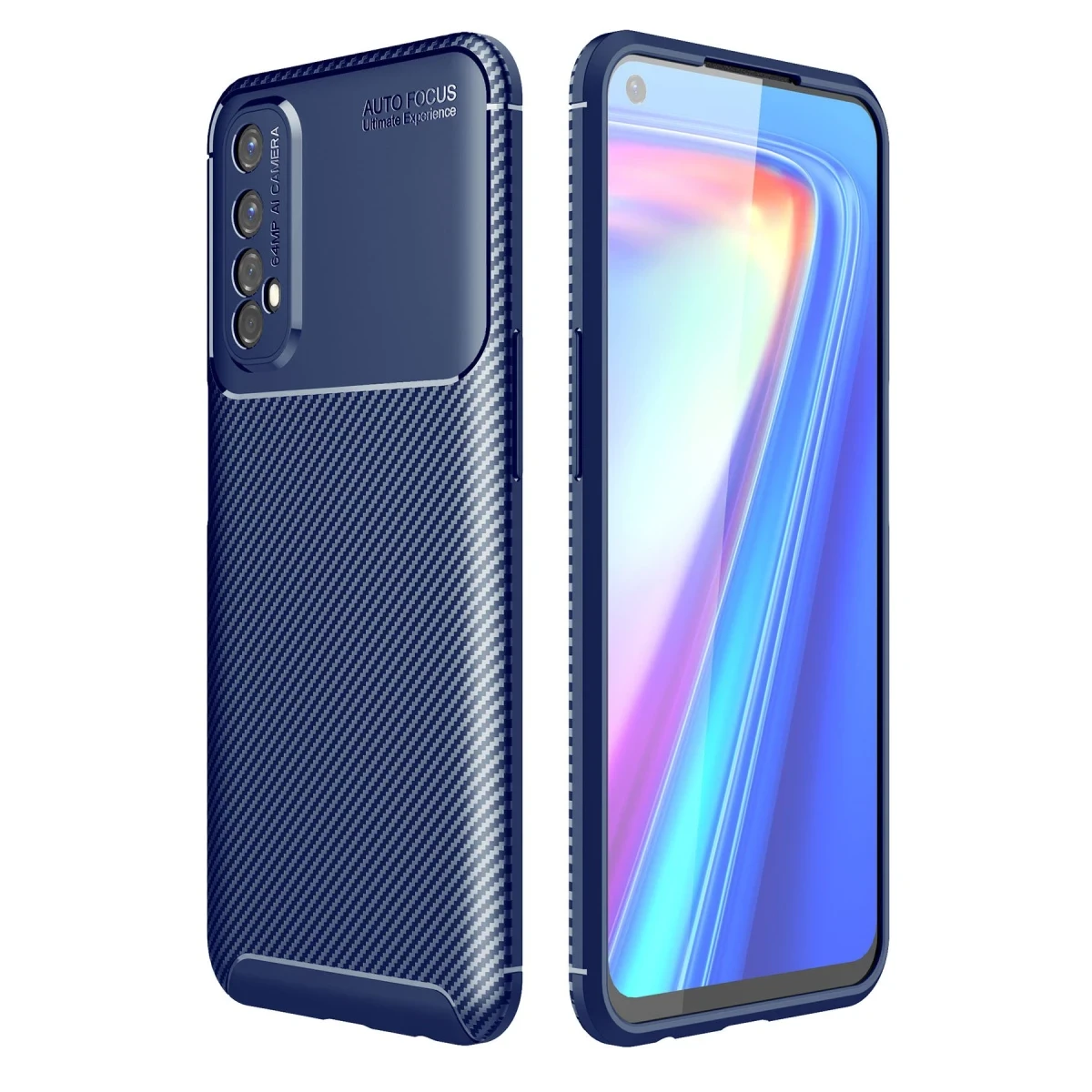 Newface Realme 7 Kılıf Auto Focus Karbon Kapak - Lacivert
