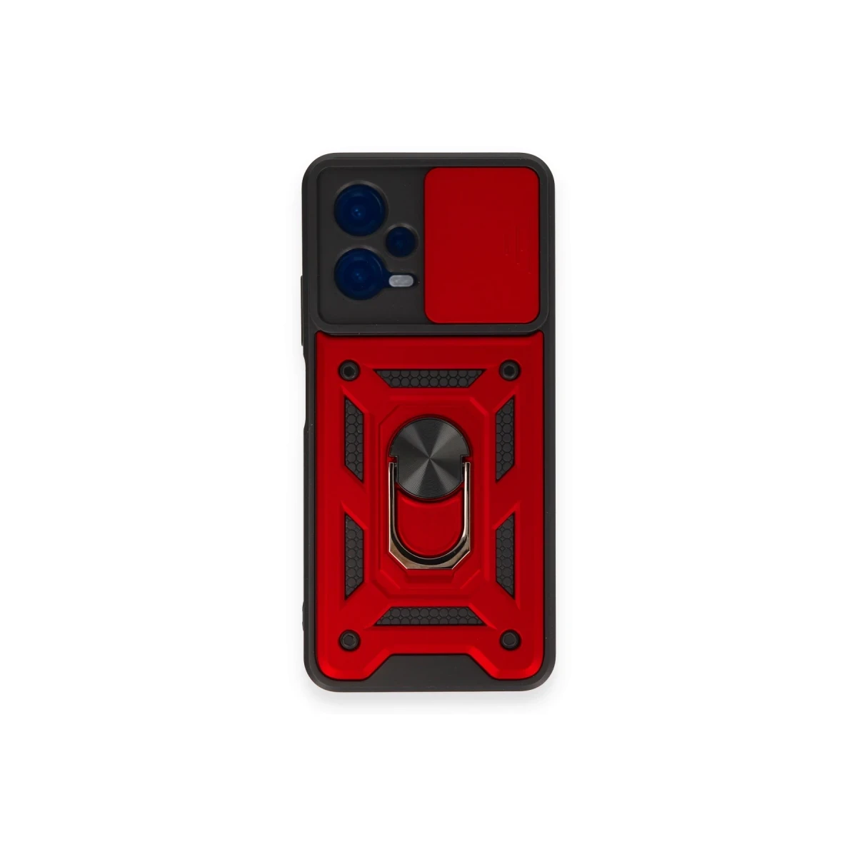 Newface Xiaomi Redmi Note 12 4G Kılıf Pars Lens Yüzüklü Silikon - Kırmızı