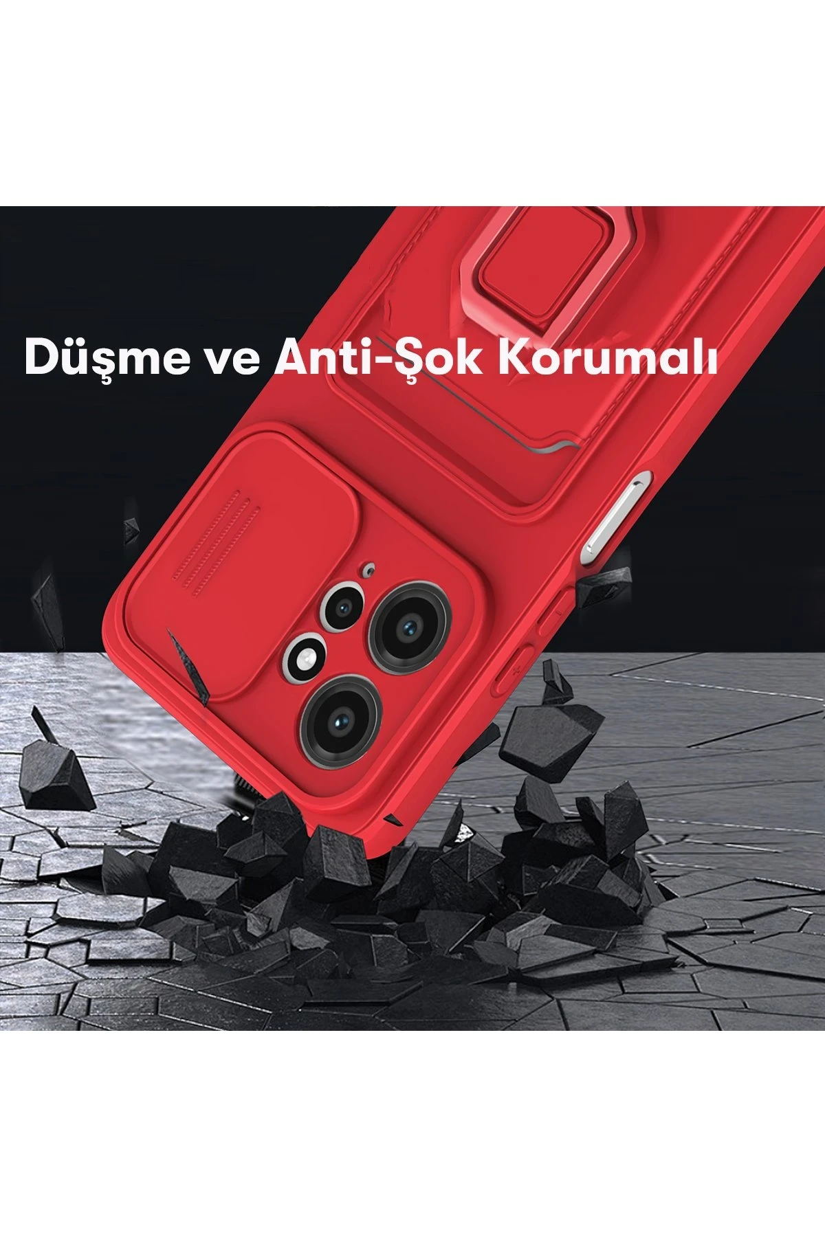 Newface Xiaomi Redmi Note 12 4G Kılıf Zuma Kartvizitli Yüzüklü Silikon - Kırmızı