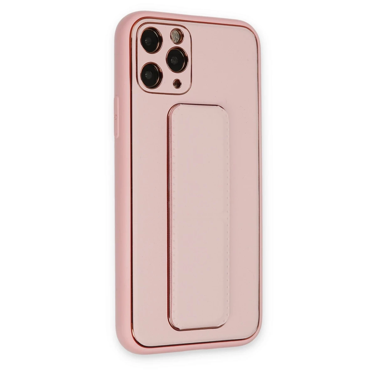 Newface Apple iPhone 11 Pro Kılıf Coco Deri Standlı Kapak - Pembe