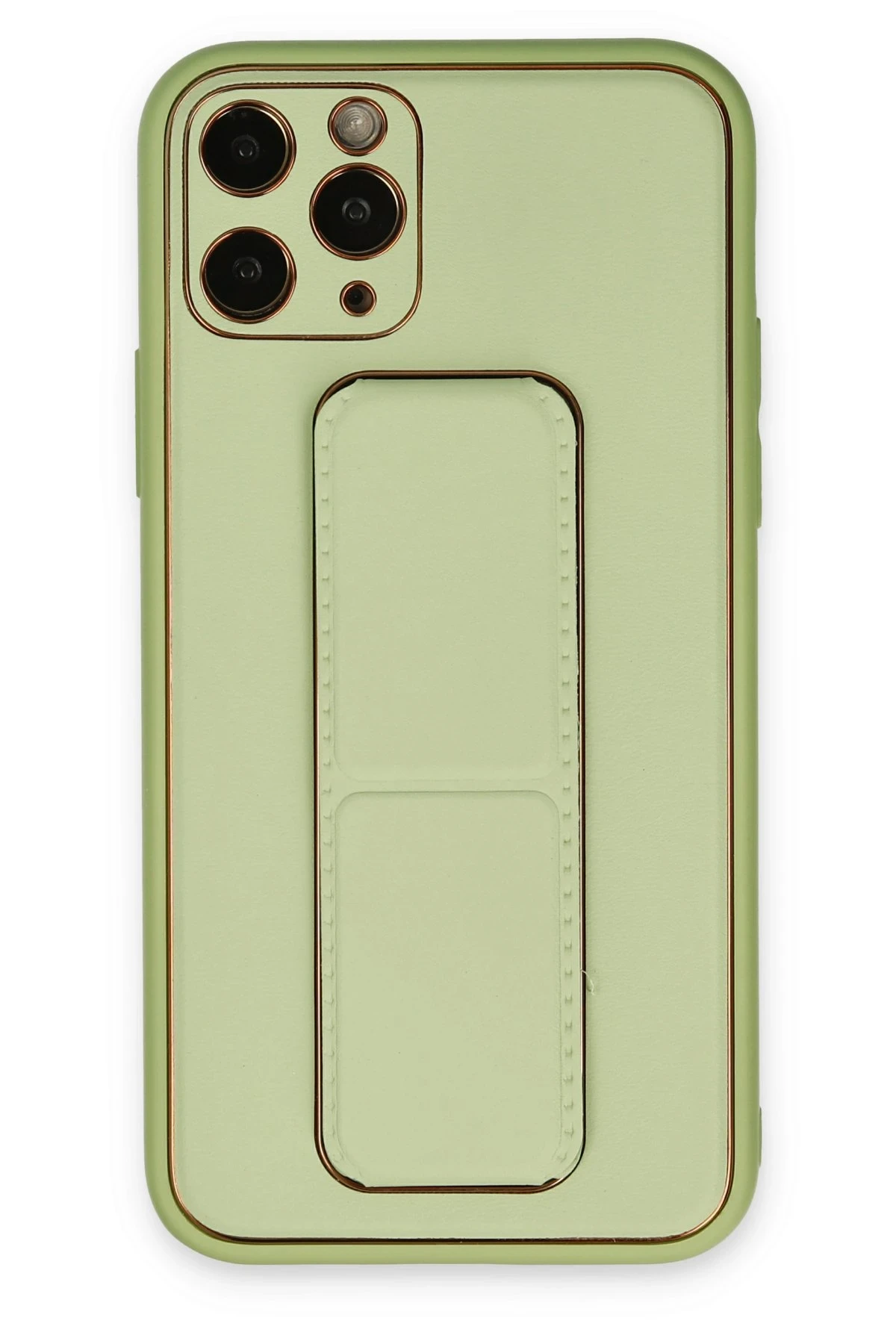 Newface iPhone 11 Pro Kılıf Coco Deri Standlı Kapak - Su Yeşili