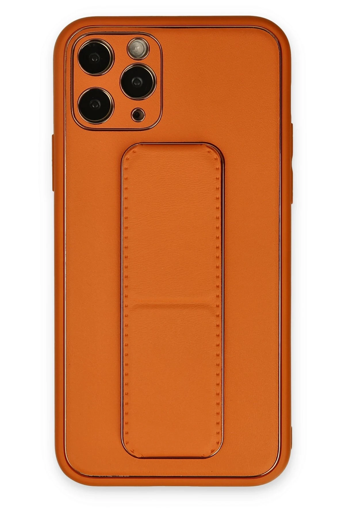 Newface iPhone 11 Pro Kılıf Coco Deri Standlı Kapak - Turuncu