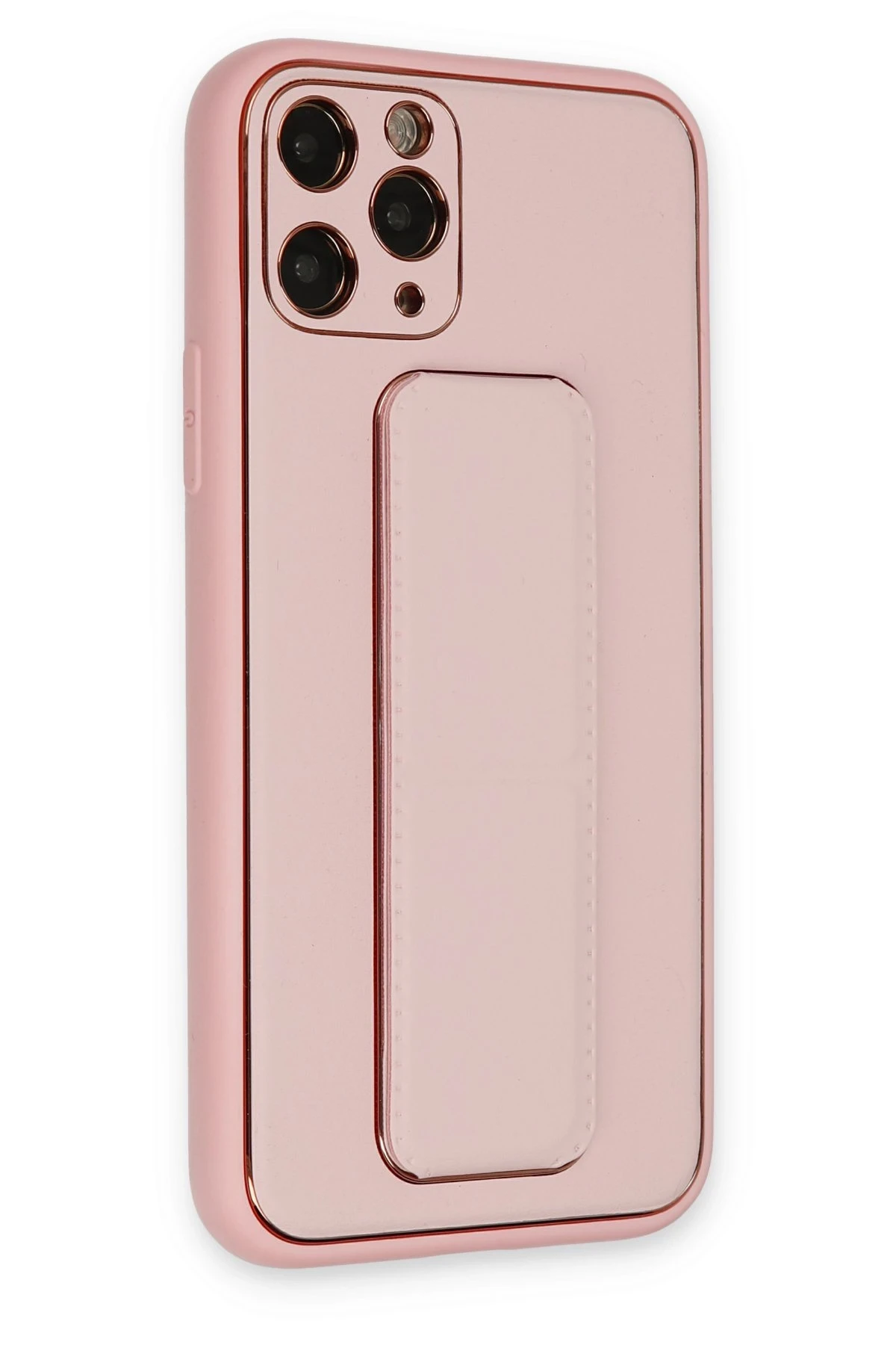 Newface iPhone 11 Pro Max Kılıf Coco Deri Standlı Kapak - Pembe