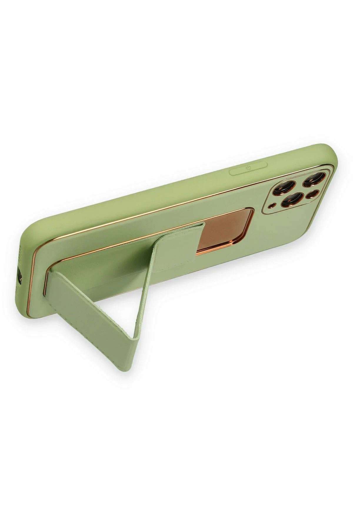 Newface iPhone 11 Pro Max Kılıf Coco Deri Standlı Kapak - Su Yeşili
