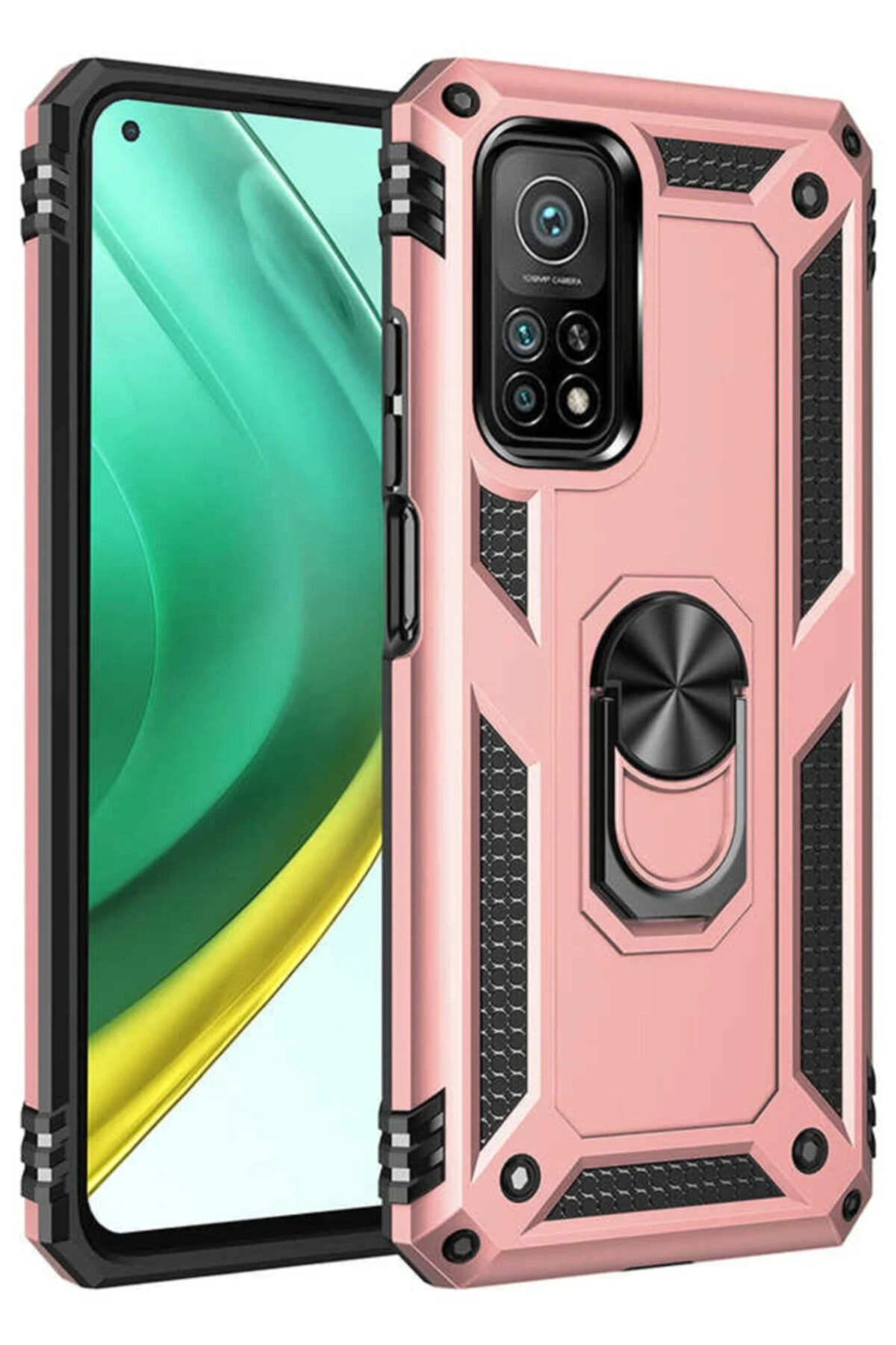 Newface Xiaomi Mi 10T Pro Kılıf Sofya Yüzüklü Silikon Kapak - Rose