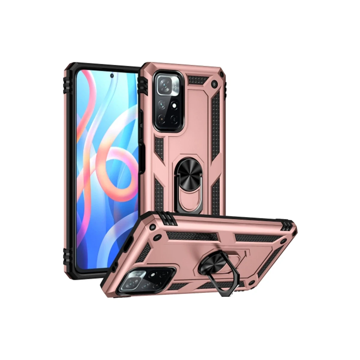 Newface Xiaomi Redmi Note 11T Kılıf Sofya Yüzüklü Silikon Kapak - Rose