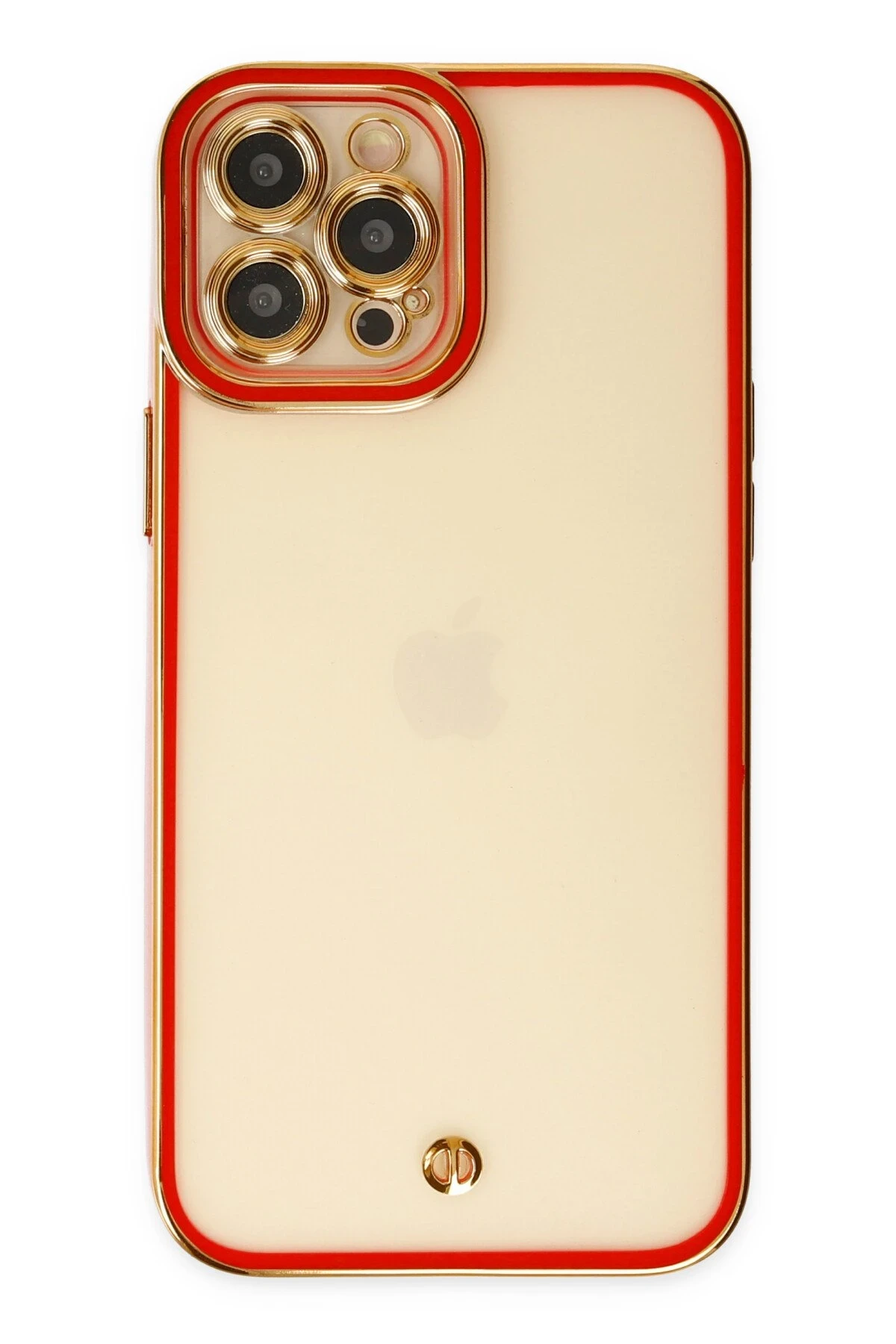Newface iPhone 12 Pro Max Kılıf Liva Lens Silikon - Kırmızı