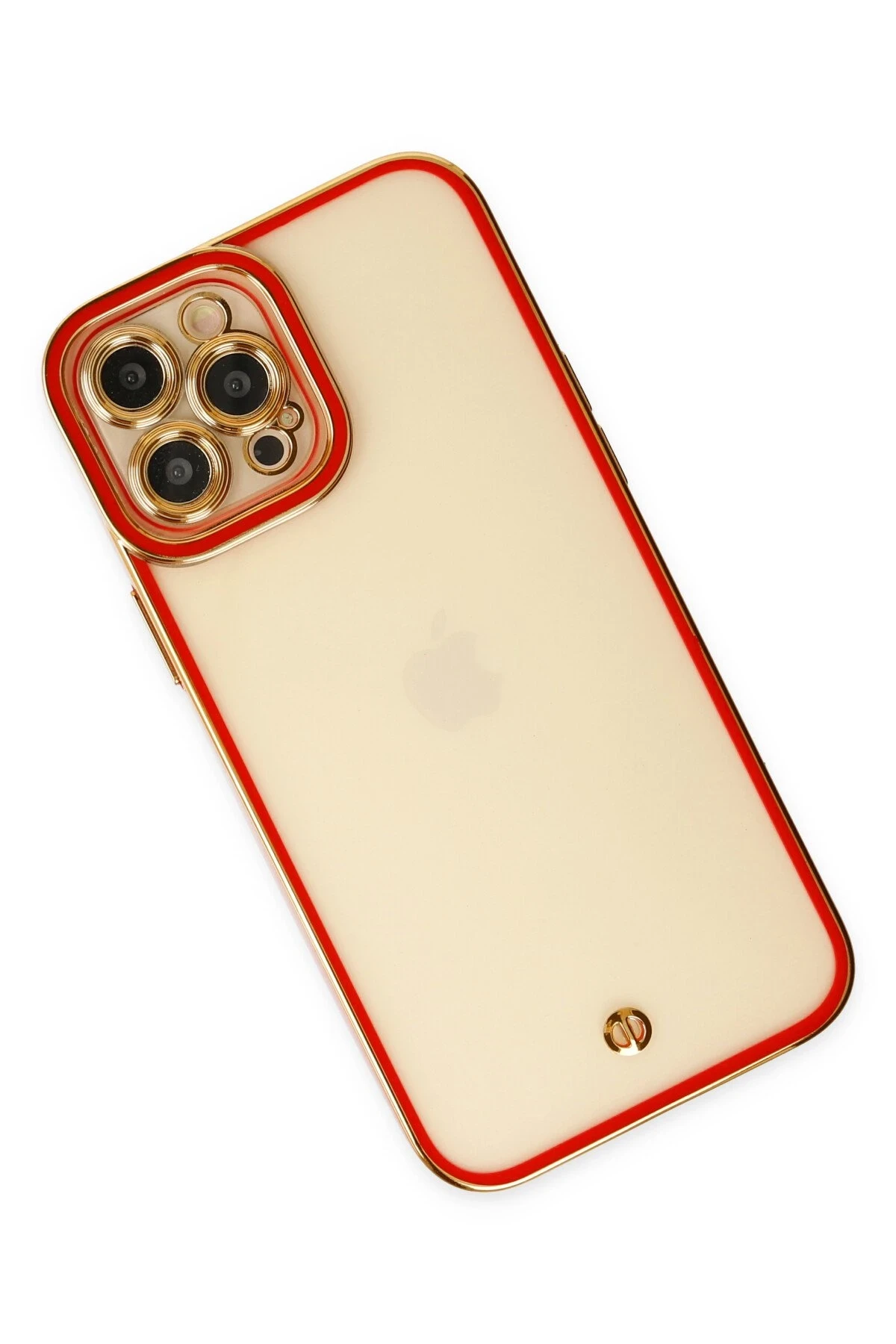 Newface iPhone 12 Pro Max Kılıf Liva Lens Silikon - Kırmızı