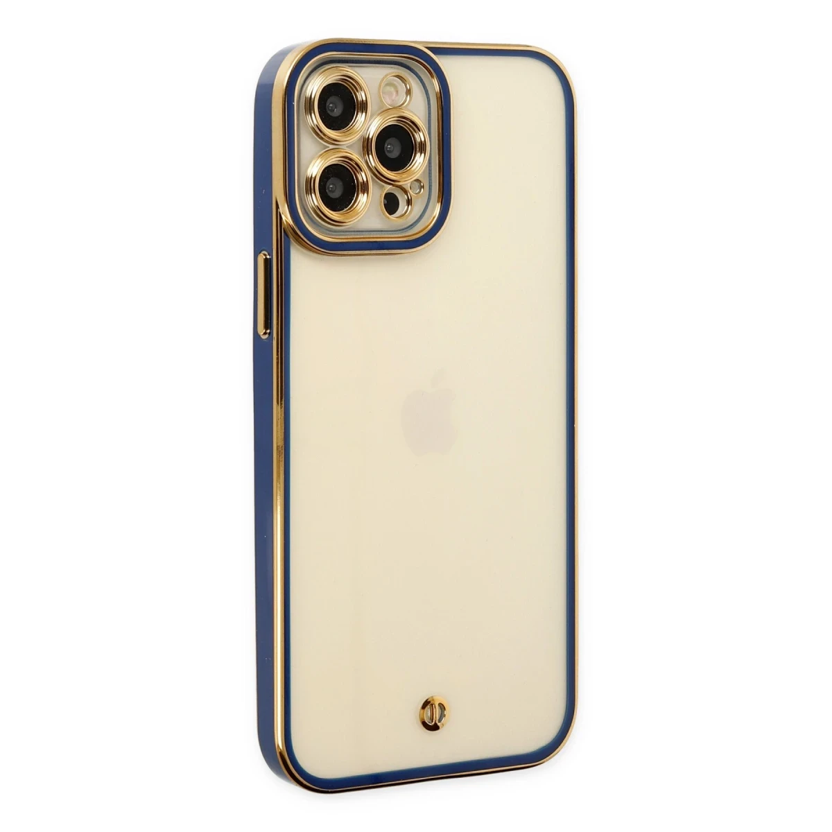 Newface Apple iPhone 12 Pro Max Kılıf Liva Lens Silikon - Mavi