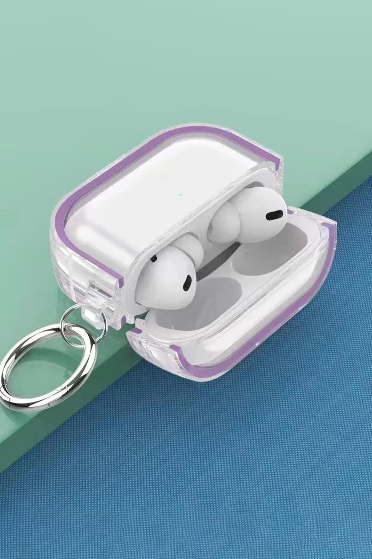 Movenchy Airpods Pro 2 (2.nesil) Shiny Şeffaf Kılıf - Sierra Blue
