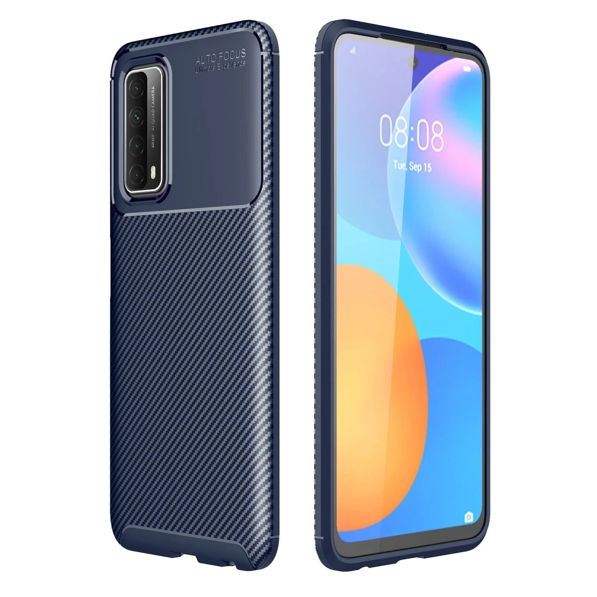 Newface Huawei P Smart 2021 Kılıf Auto Focus Karbon Kapak - Lacivert
