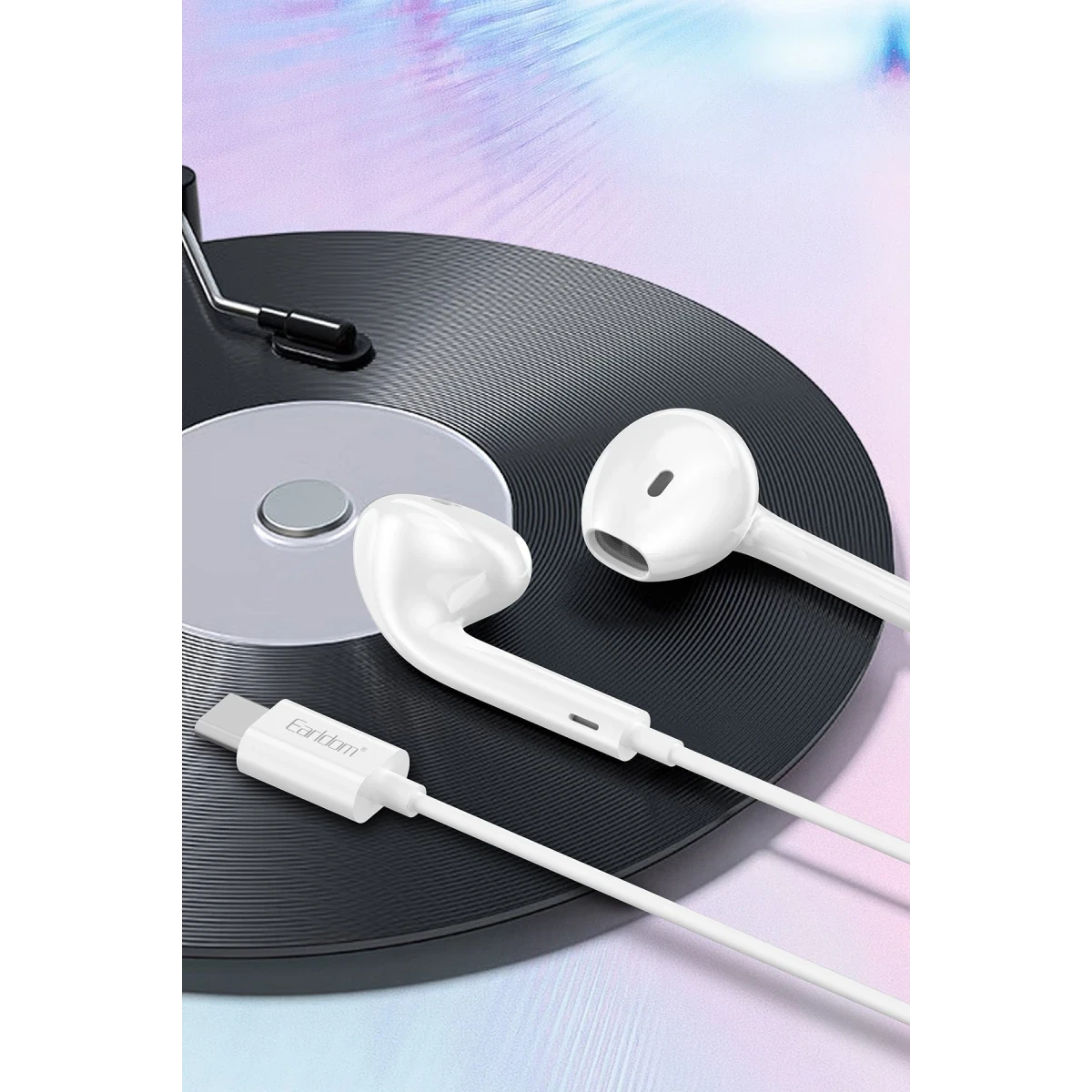 Earldom E74C iPhone 15 Serisi ile Uyumlu Type-C Kablolu Kulaklık - Beyaz