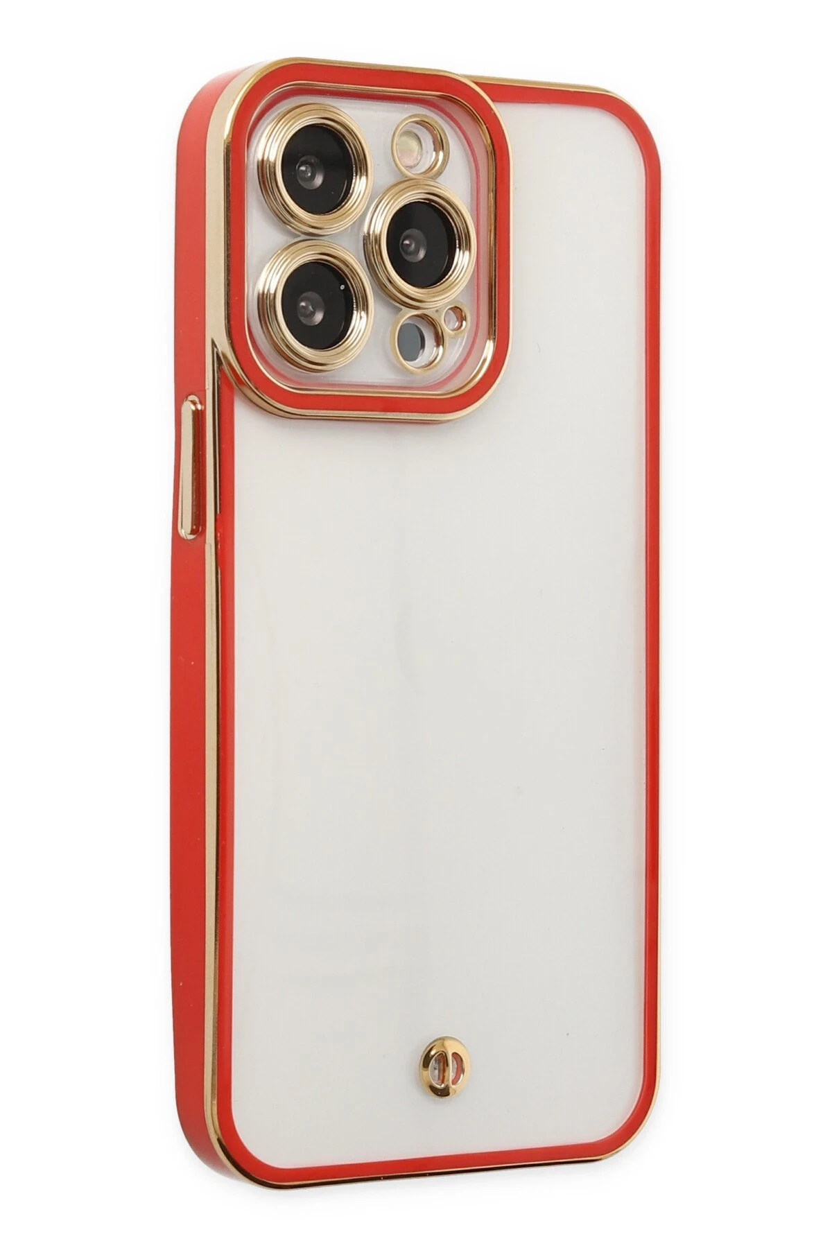 Newface iPhone 13 Pro Max Kılıf Liva Lens Silikon - Kırmızı