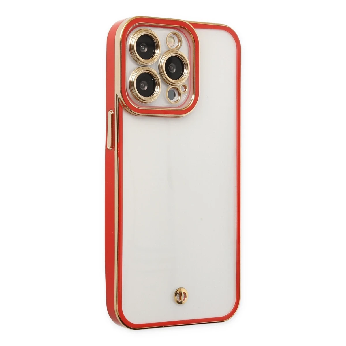 Newface Apple iPhone 13 Pro Max Kılıf Liva Lens Silikon - Kırmızı
