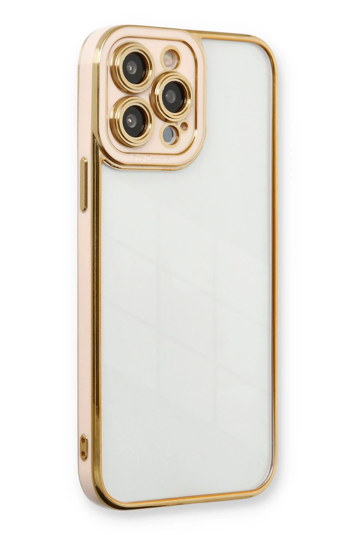 Newface iPhone 13 Pro Max Kılıf Liva Lens Silikon - Pudra