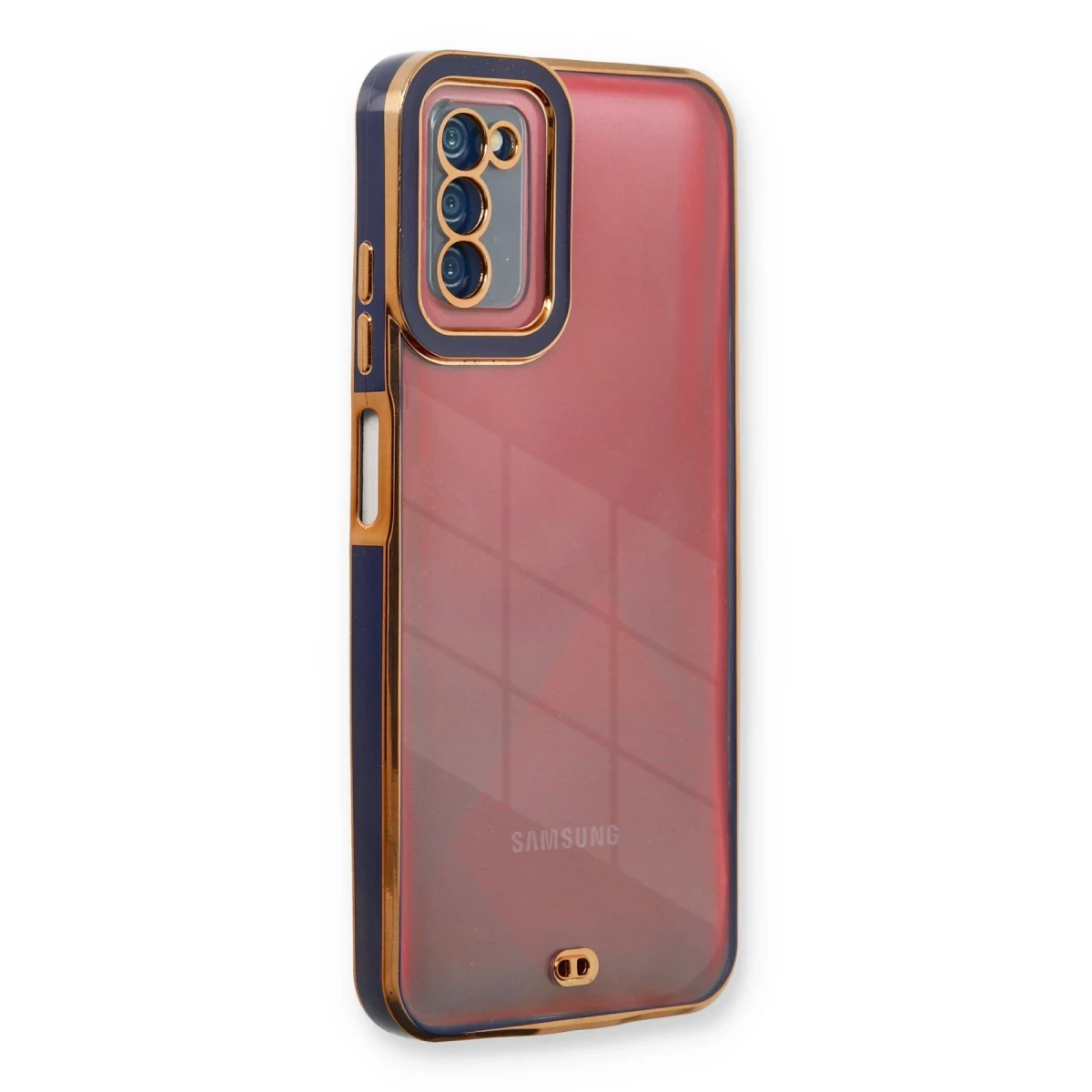 Newface Samsung Galaxy A03S Kılıf Liva Lens Silikon - Mavi
