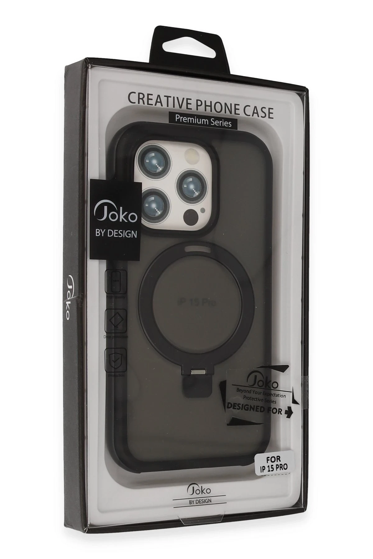 Joko iPhone 15 Pro Zorda Airbag Magsafe Standlı Kapak - Titan Gri