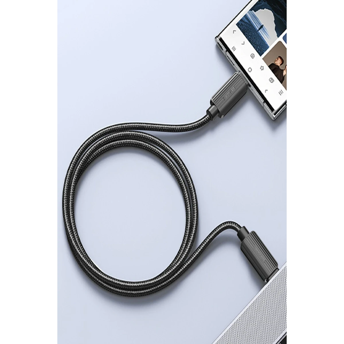 Earldom EC-188CC 1M 60W Hasırlı Type-C to Type-C PD Hızlı Şarj Kablosu - Siyah