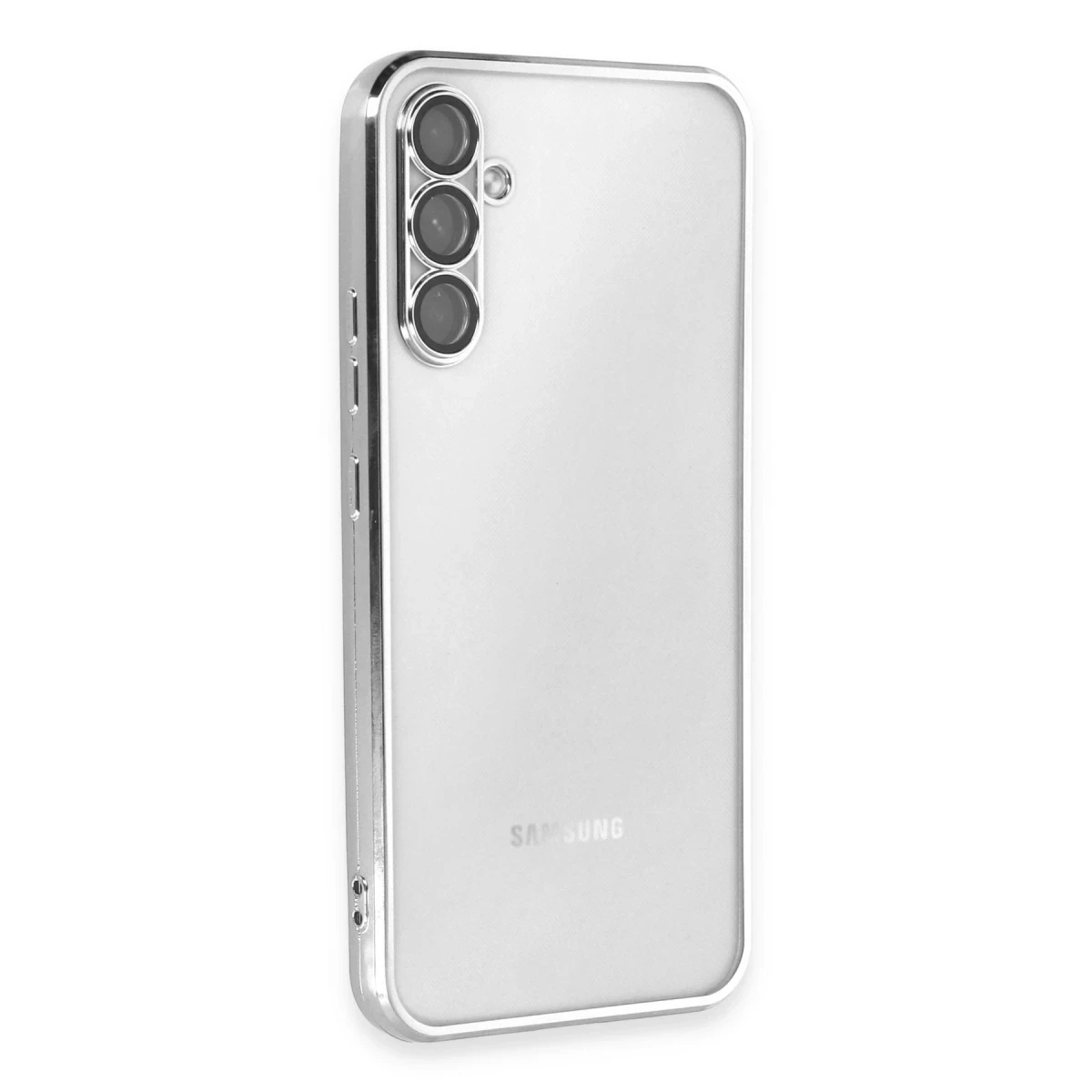 Newface Samsung Galaxy A34 5G Kılıf Razer Lensli Silikon - Gümüş