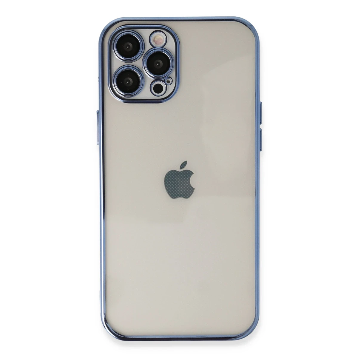 Newface Apple iPhone 12 Pro Kılıf Razer Lensli Silikon - Açık Mavi