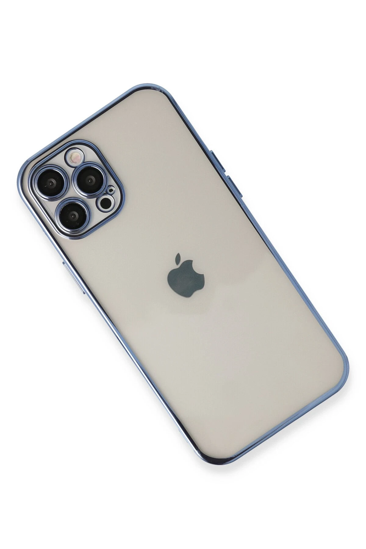Newface iPhone 12 Pro Max Kılıf Razer Lensli Silikon - Açık Mavi