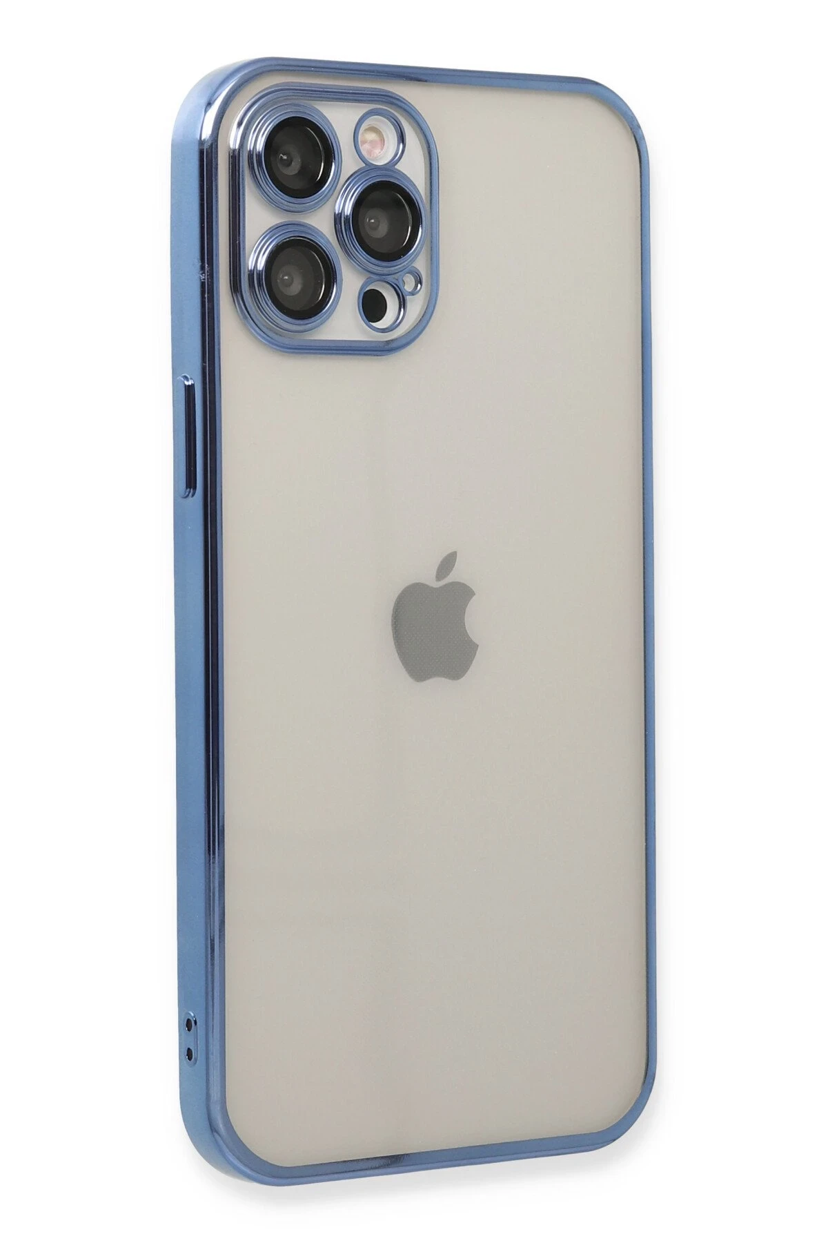 Newface iPhone 12 Pro Max Kılıf Razer Lensli Silikon - Açık Mavi
