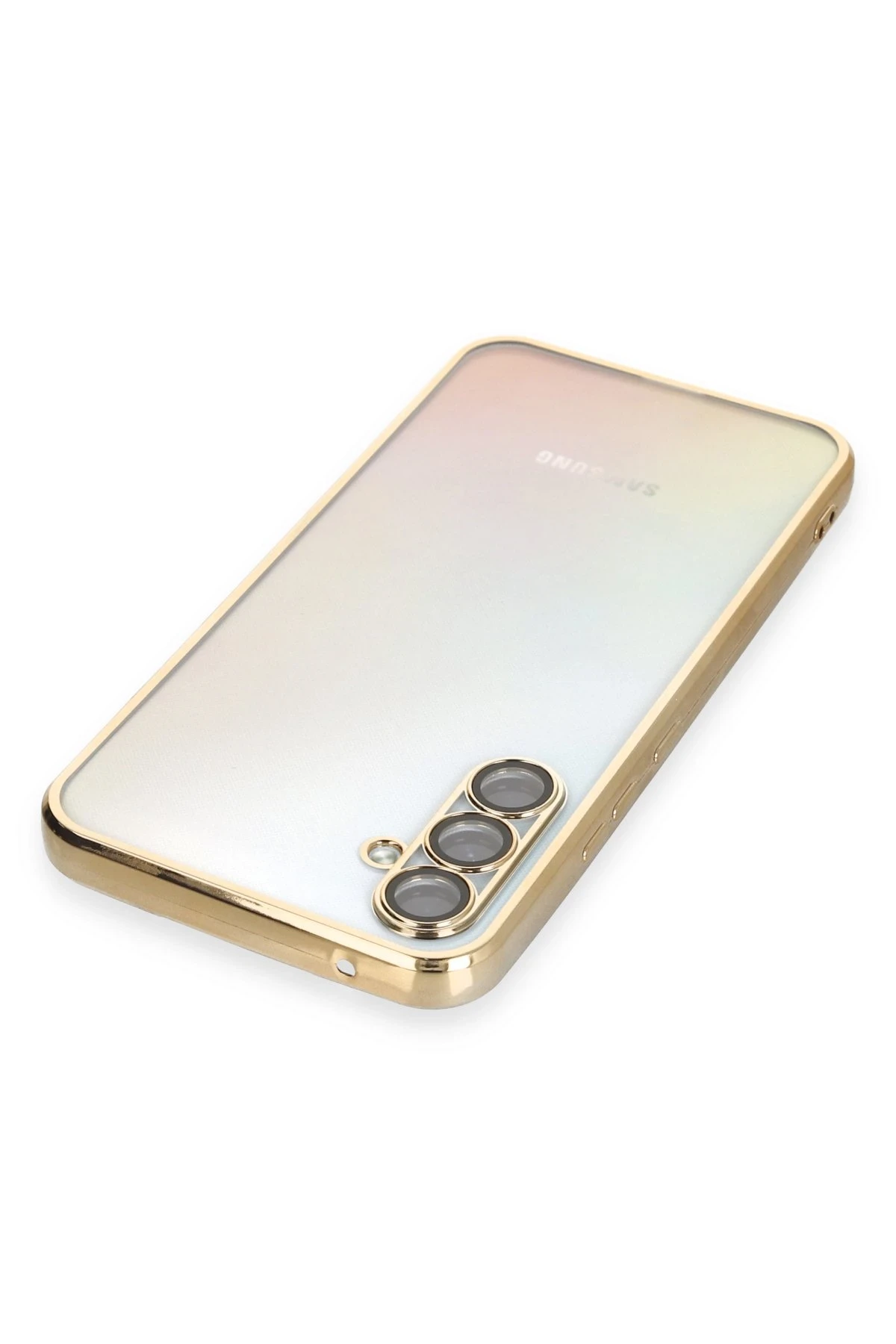 Newface Samsung Galaxy A54 5G Kılıf Razer Lensli Silikon - Gold