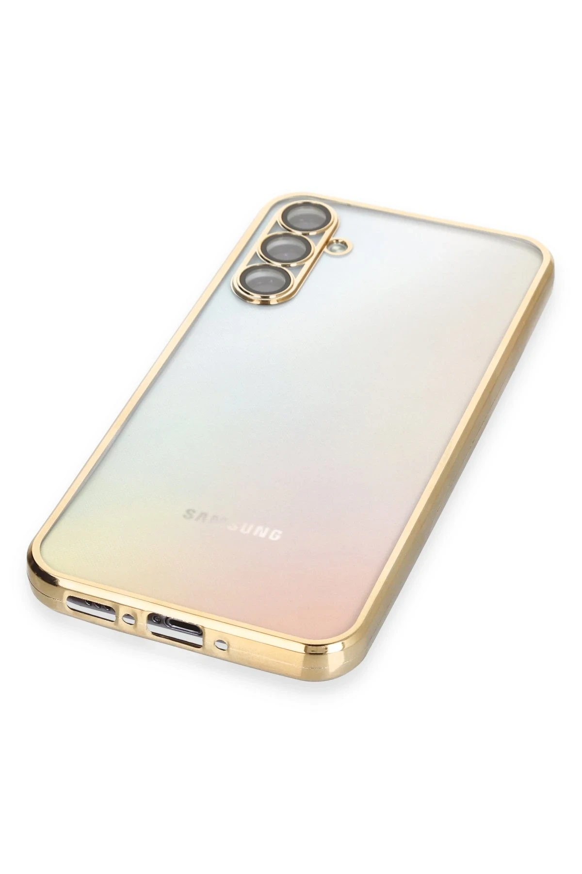 Newface Samsung Galaxy A54 5G Kılıf Razer Lensli Silikon - Gold
