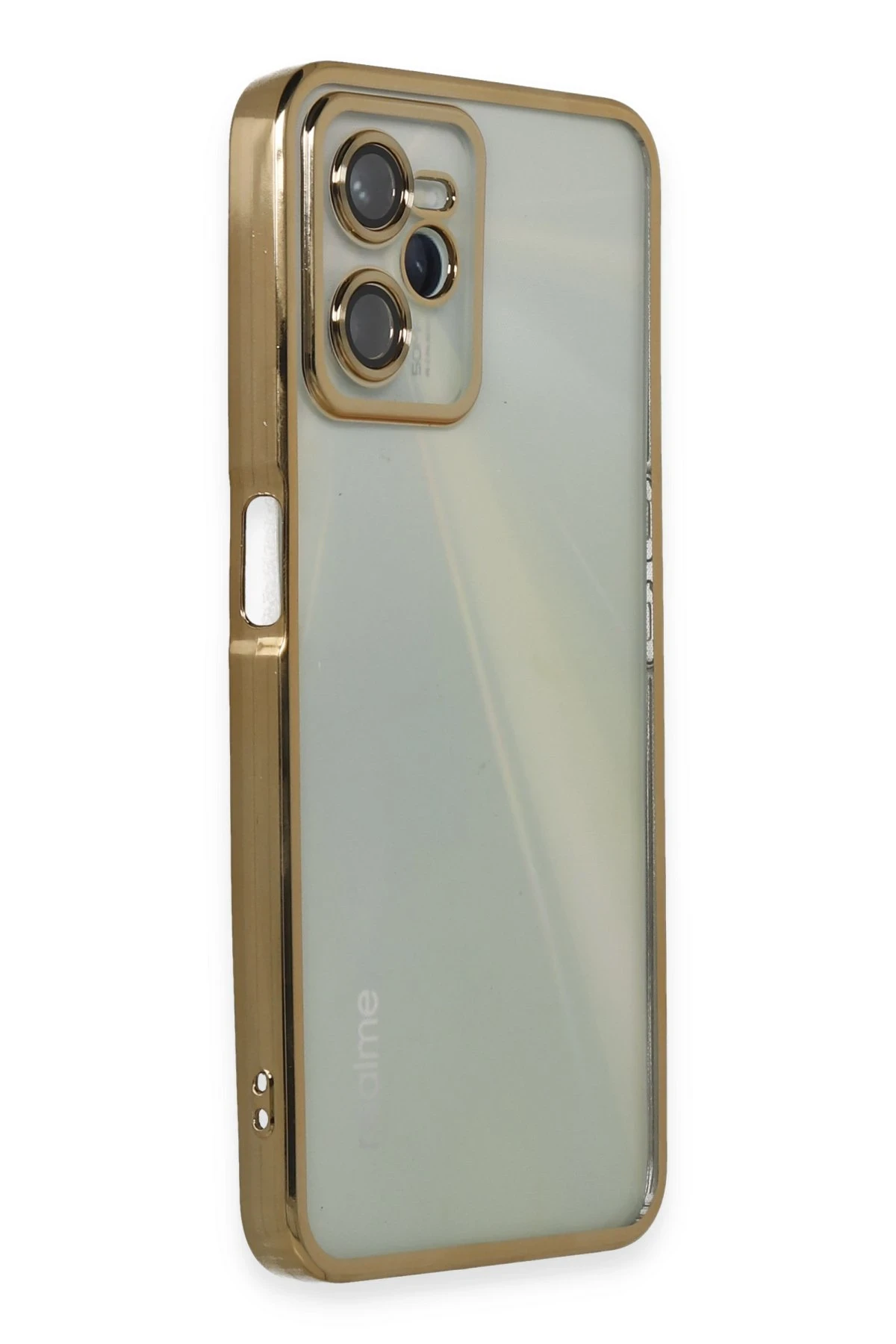 Newface Realme C35 Kılıf Razer Lensli Silikon - Gold