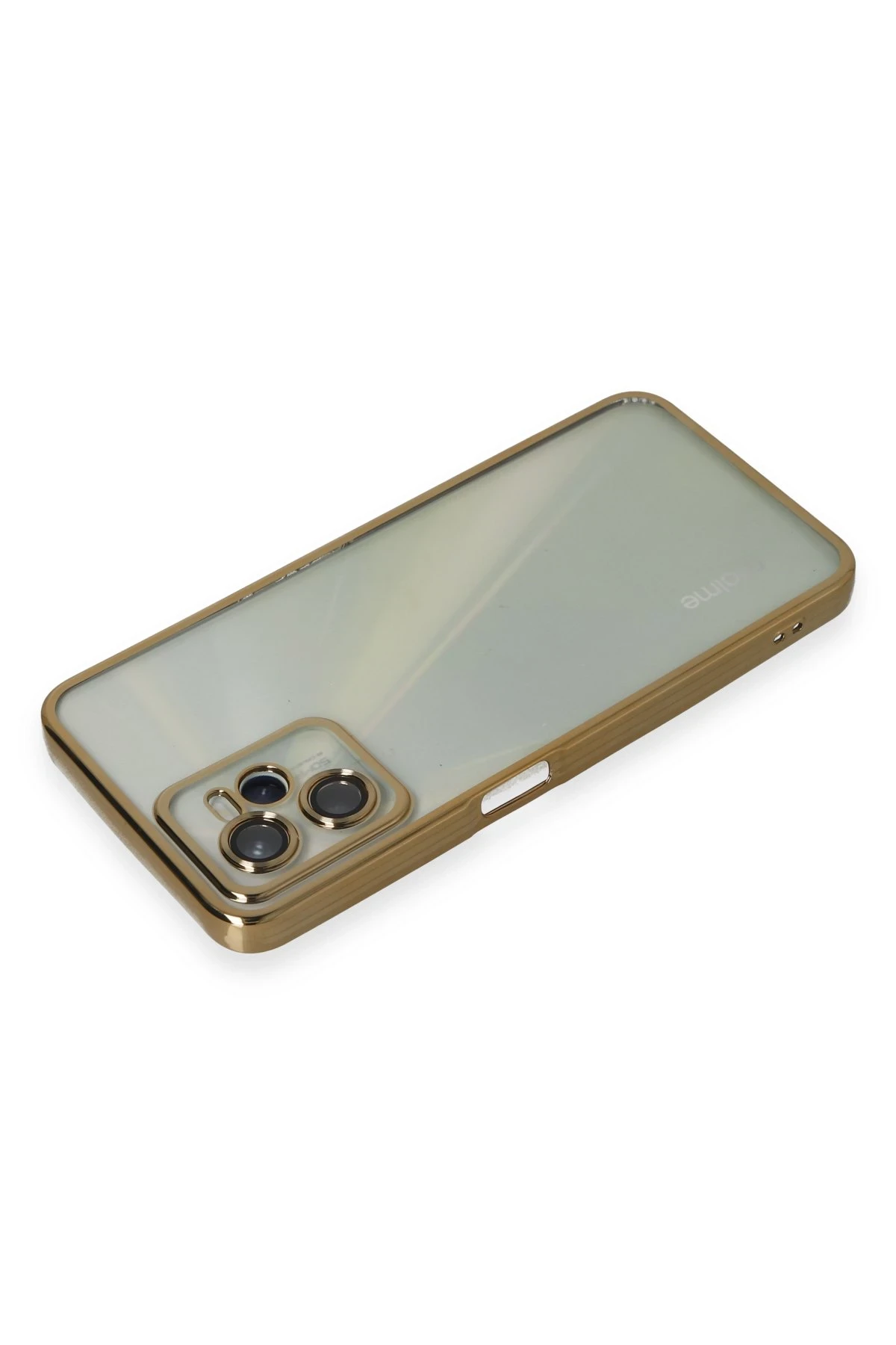 Newface Realme C35 Kılıf Razer Lensli Silikon - Gold